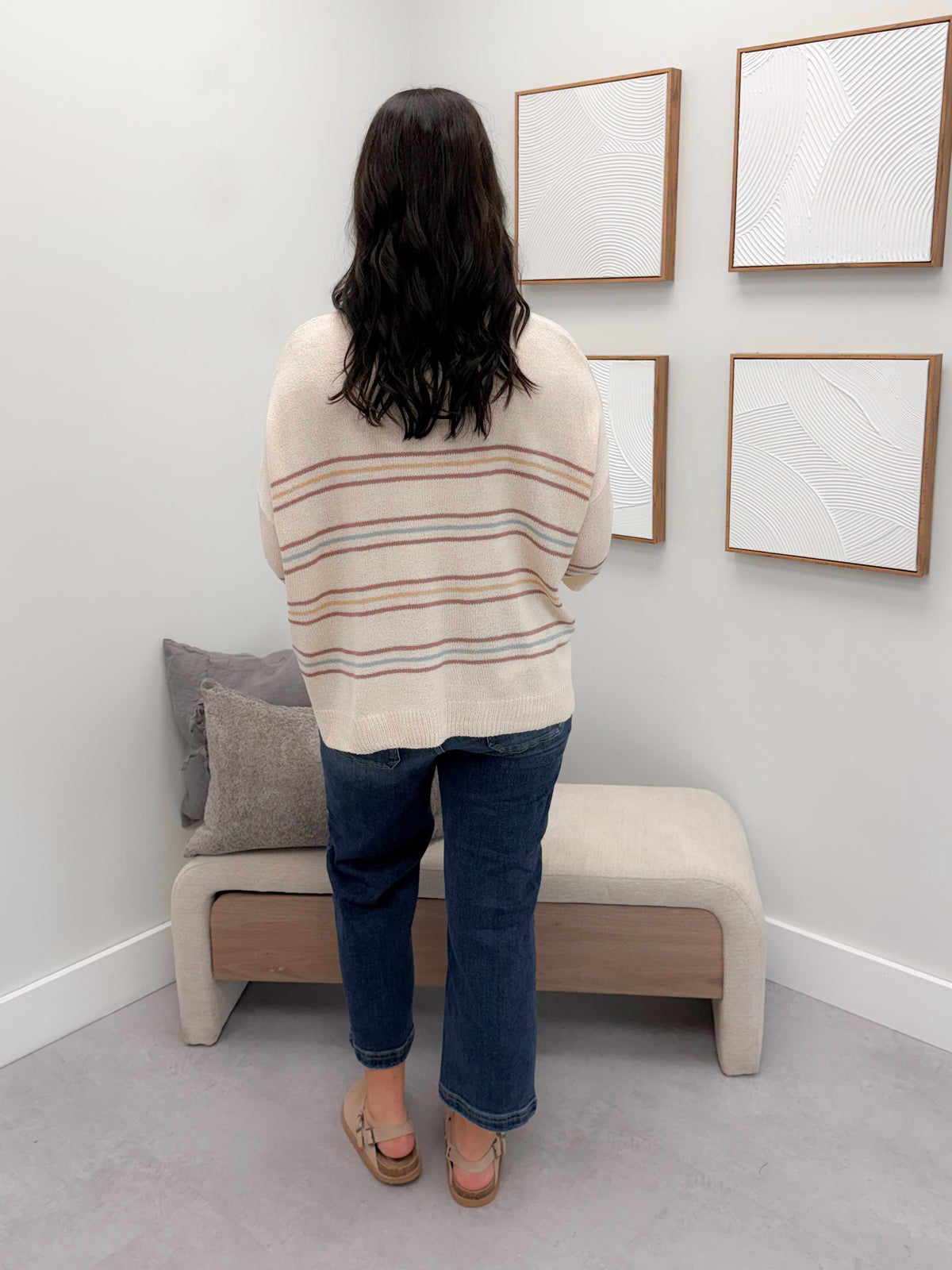 Ariella Striped Sweater in Vanilla