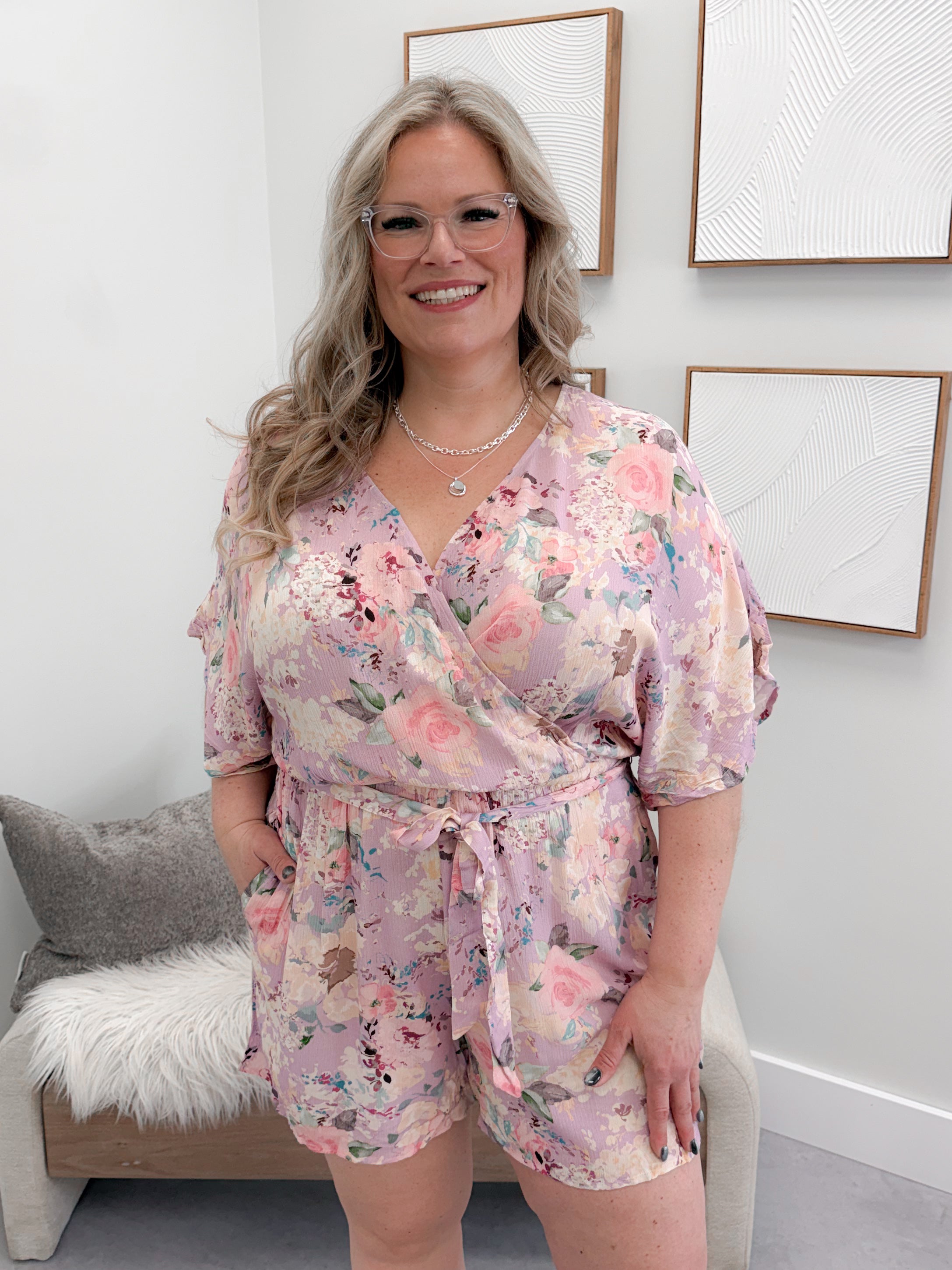 Garden Party Romper in Purple