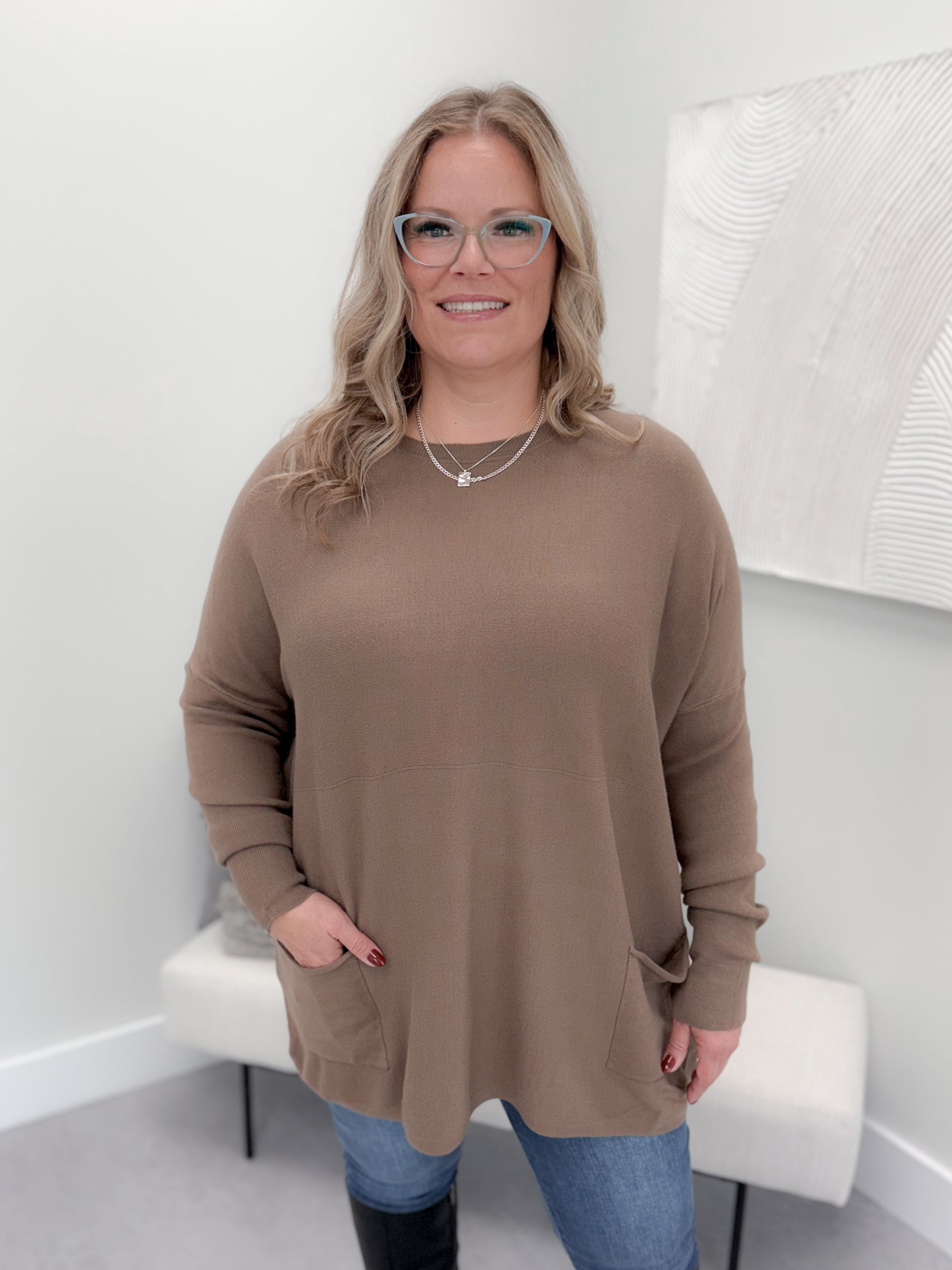 229 Pocket Sweater in Cocoa by Twenty Nine The Label