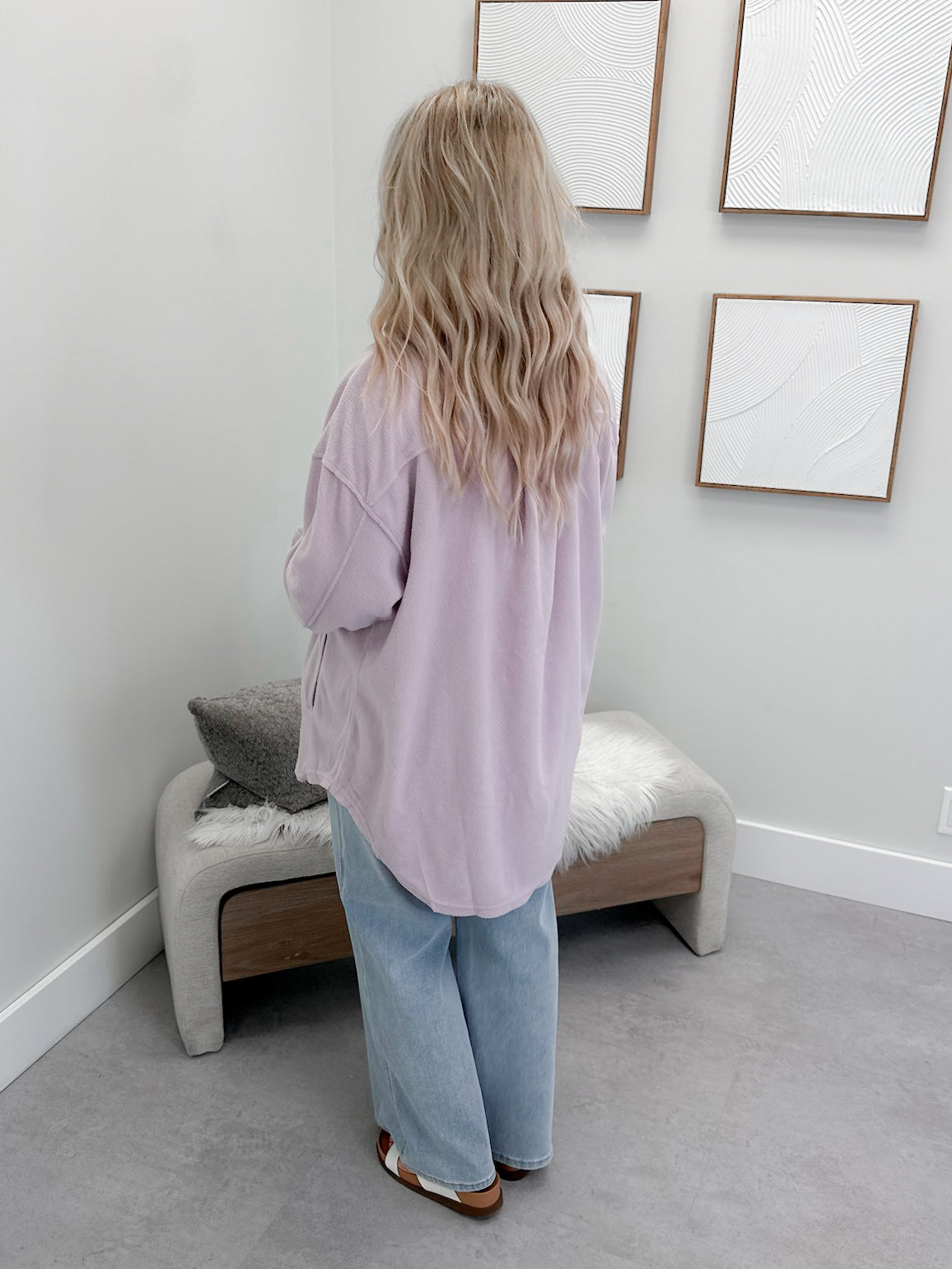 Skyler Fleece Shacket in Lilac