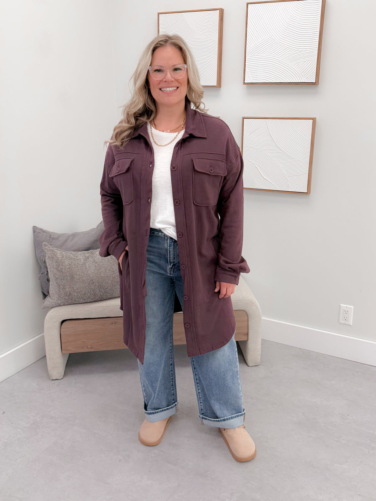 501 Shacket in Plum by Twenty Nine the Label