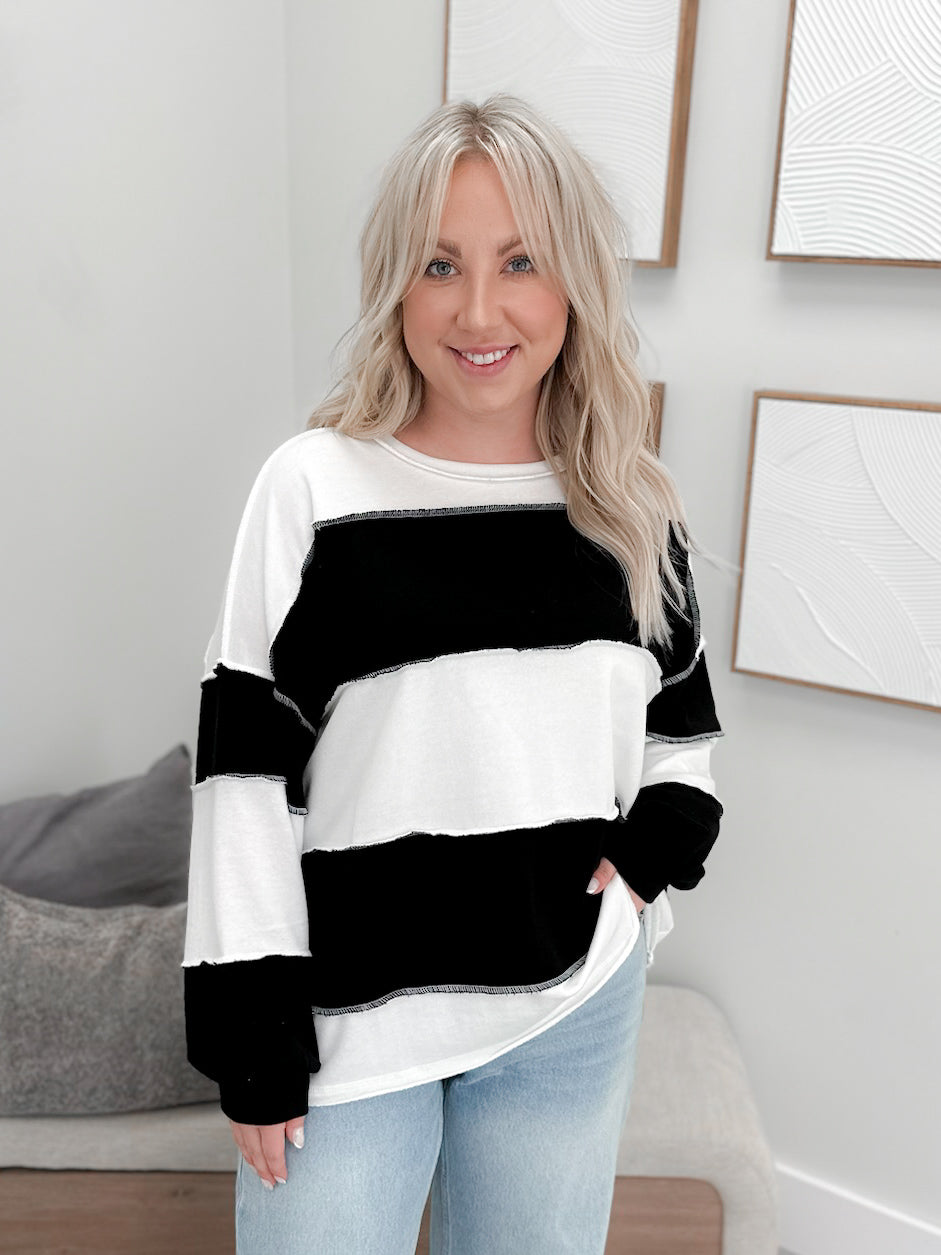 Cooper Pullover in Stiped Black