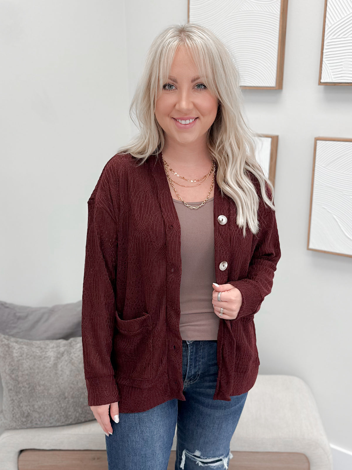 Quinn Cardigan in WIne
