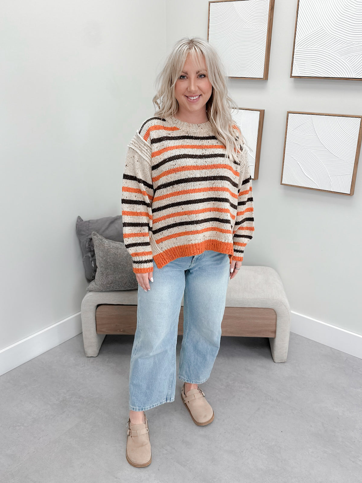 Harriet Sweater in Orange Stripe