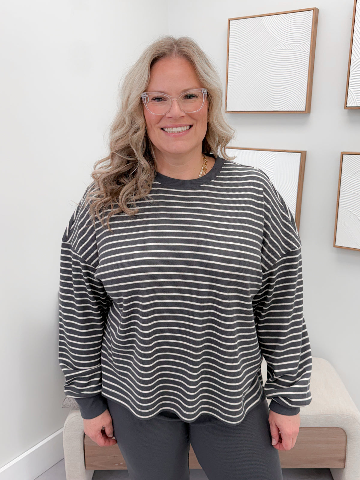 Saylor Stripe Long Sleeve in Coal