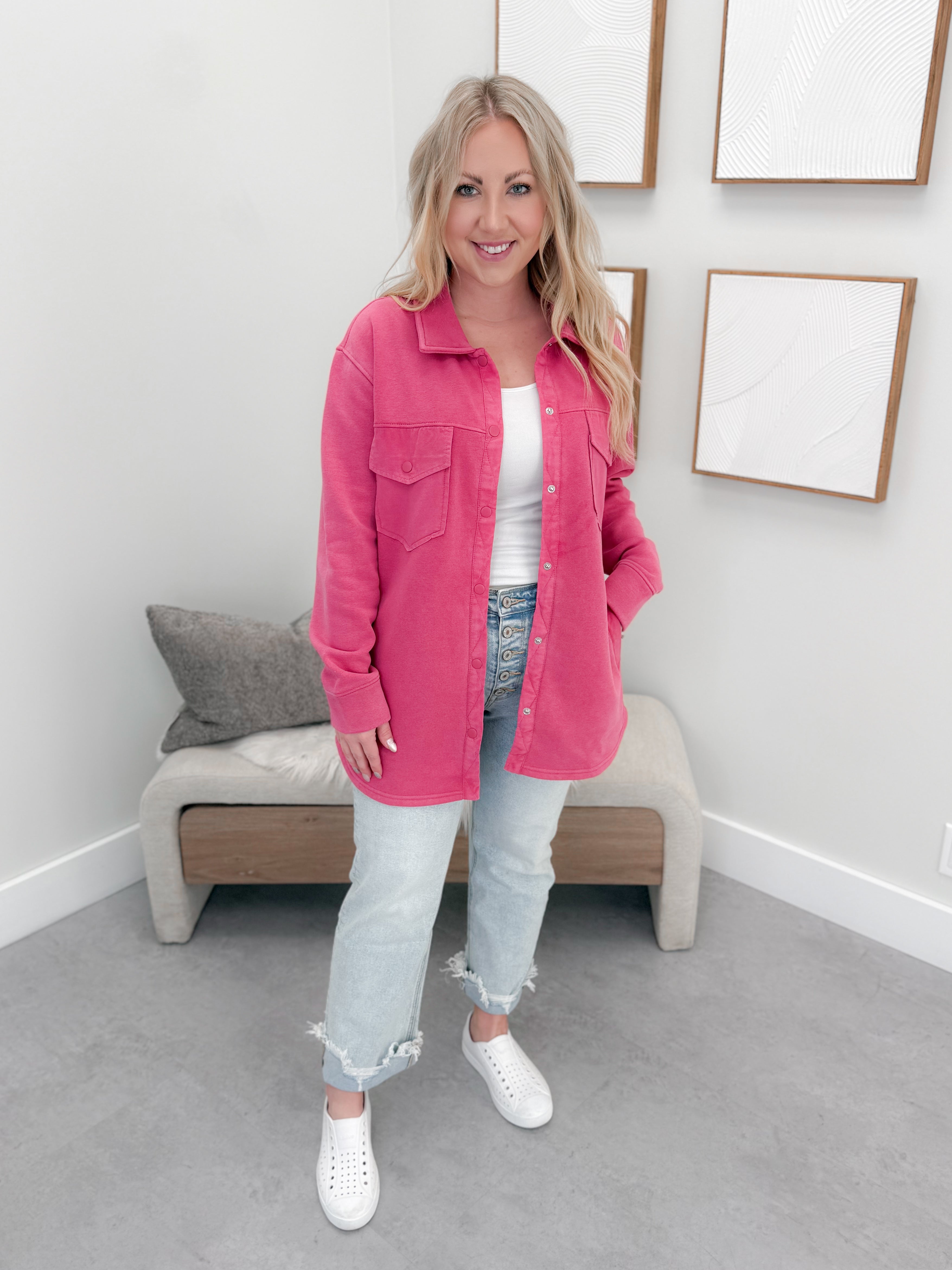 Daybreak Shacket in Raspberry