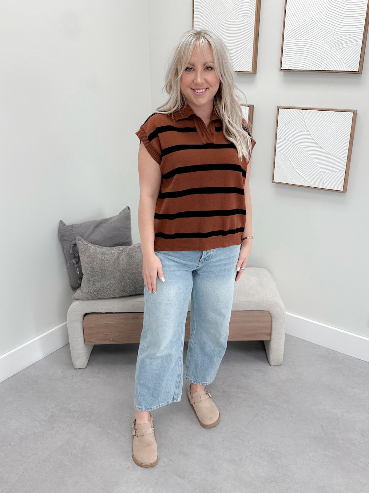 Tabba Sweater in Striped Toffee