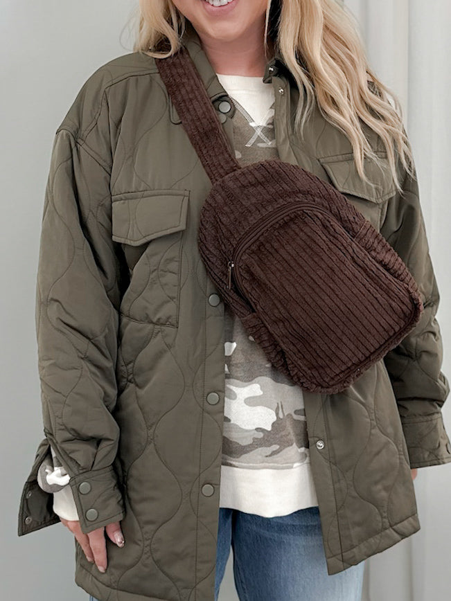 Corded Brown Sling Bag