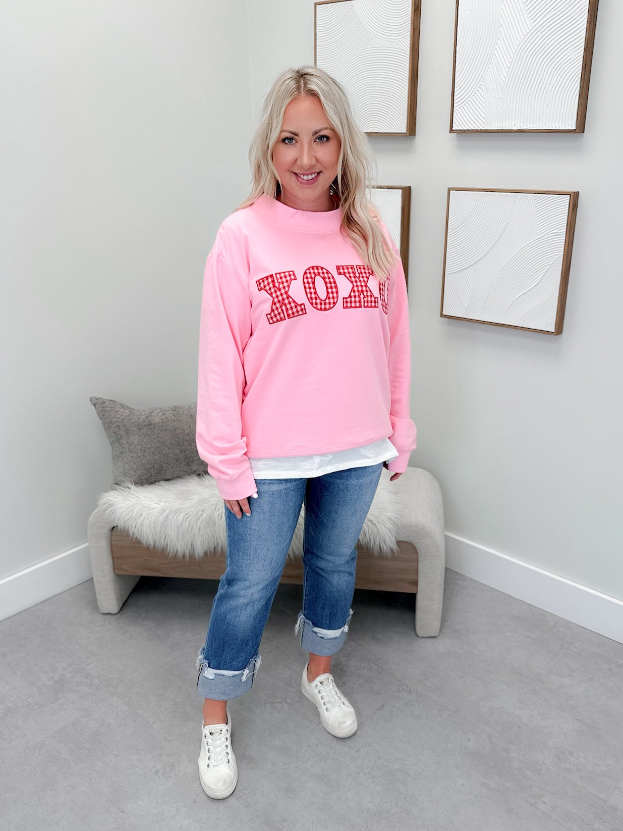 Kisses & Hugs Pullover in Pink