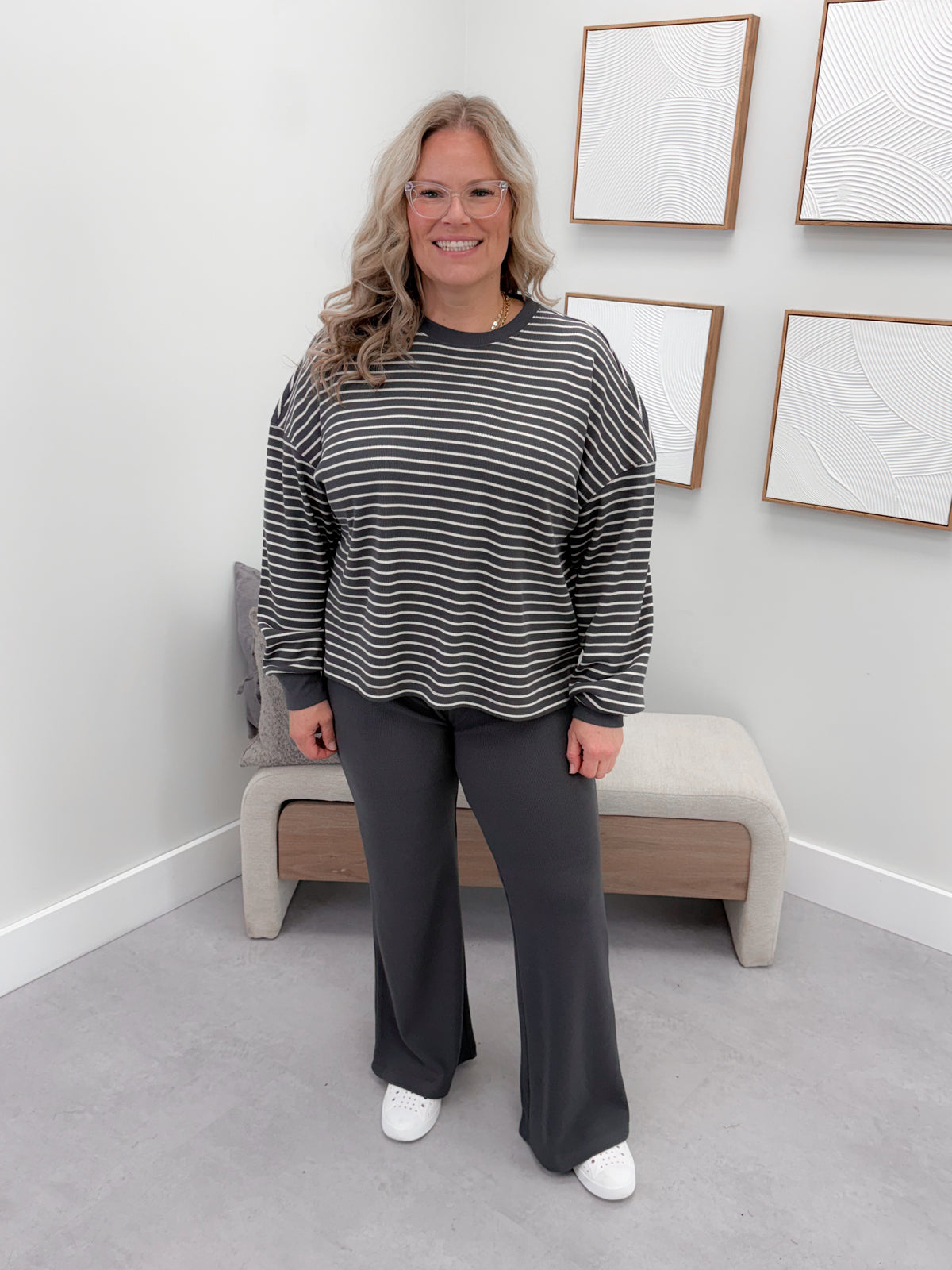 Saylor Stripe Long Sleeve in Coal