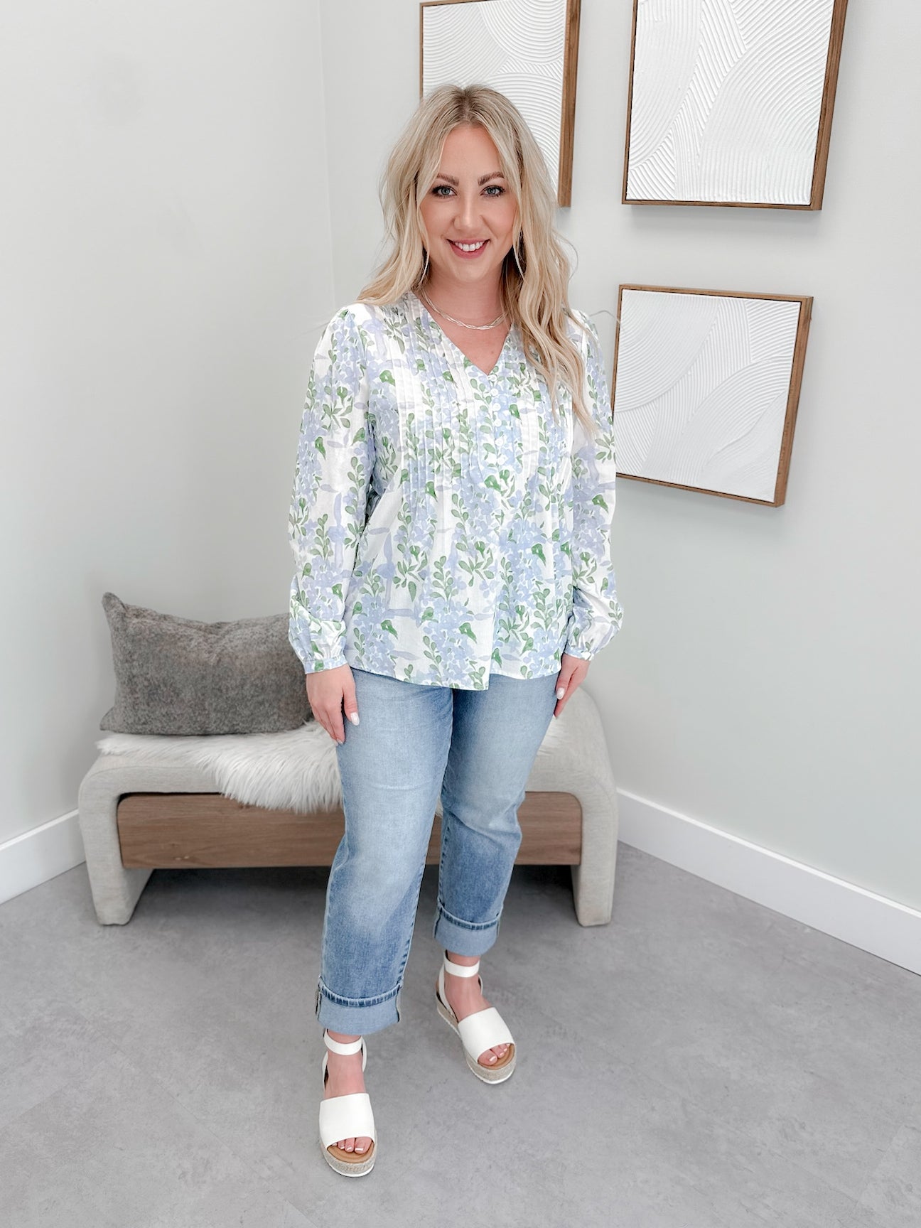 Loraina Blouse in Blue Floral