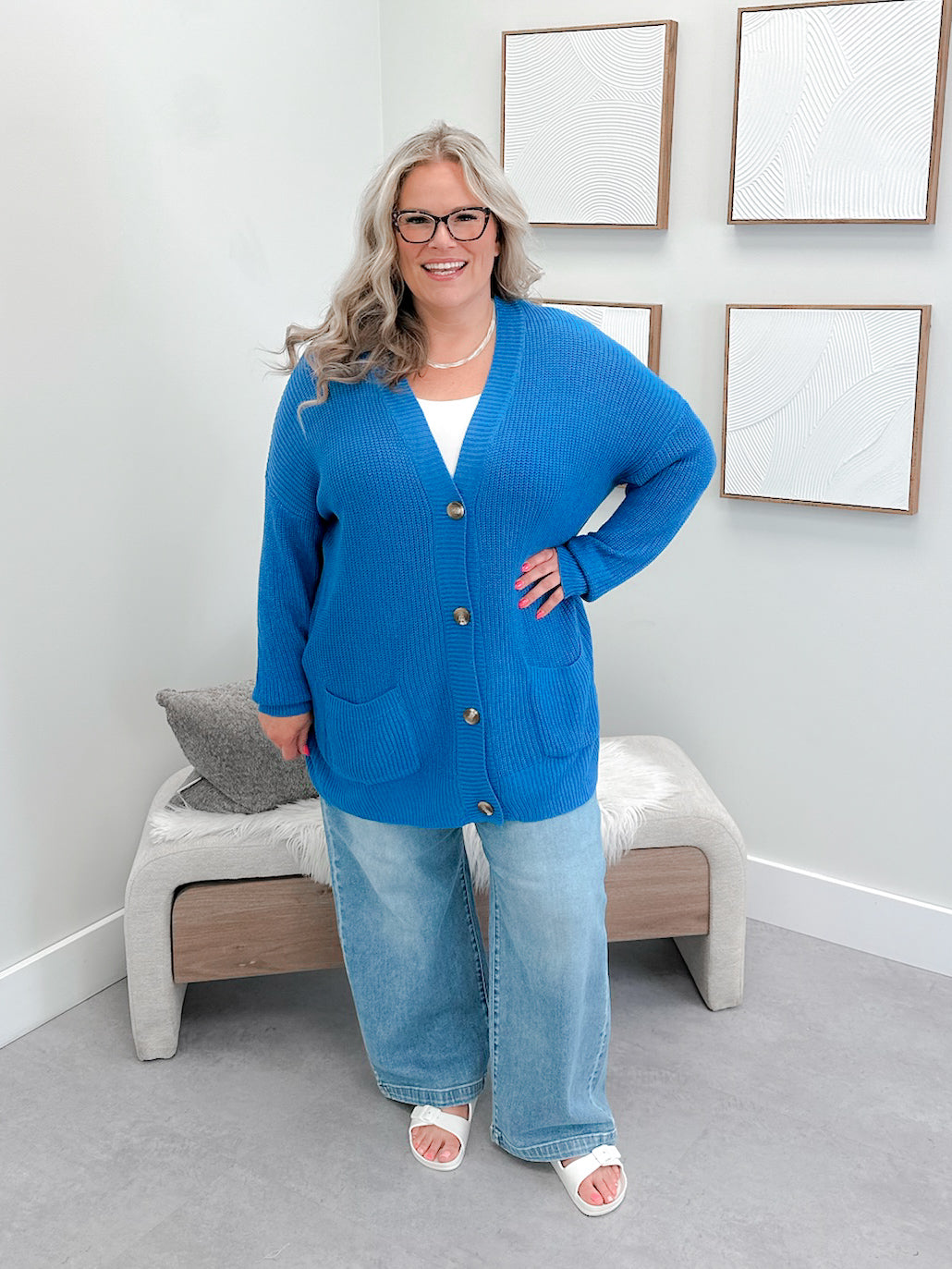 Nash Slouchy Cardigan in Blue