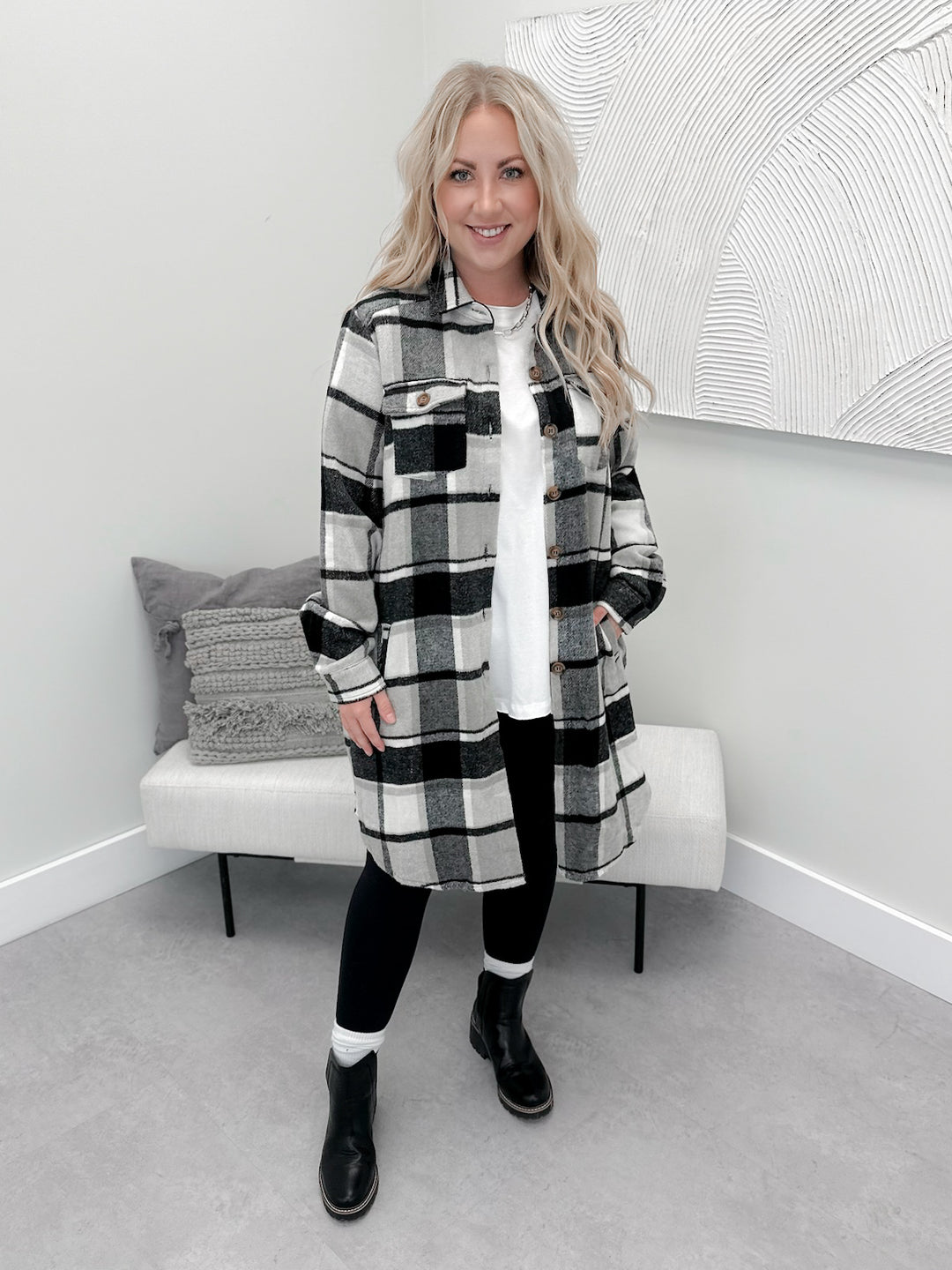 Brooklyn Shacket in Black Plaid