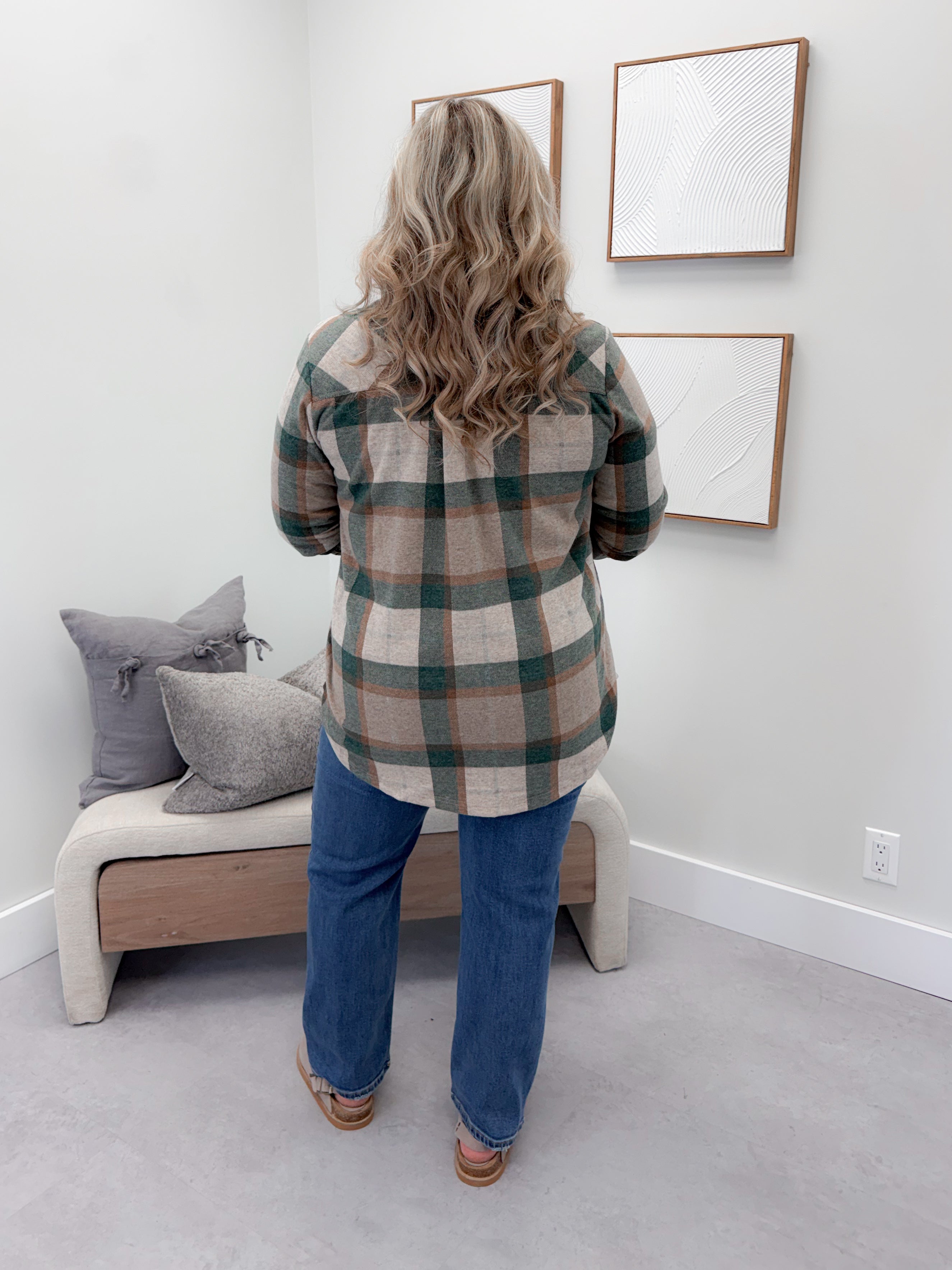 Briar Shacket in Emerald Plaid