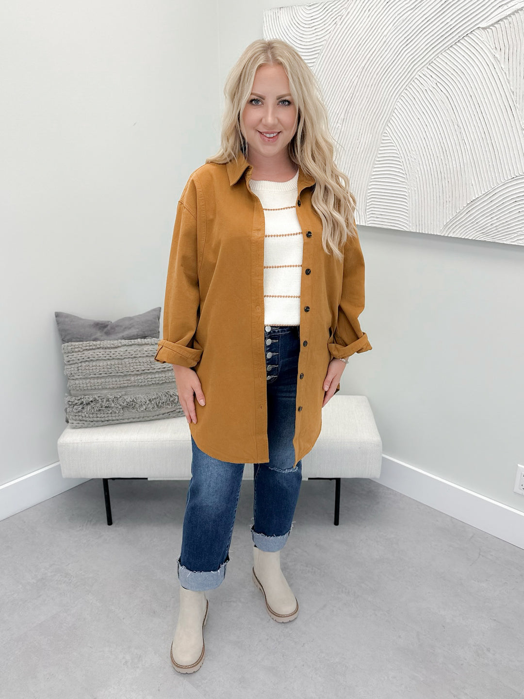 Hartlen Shacket in Mustard