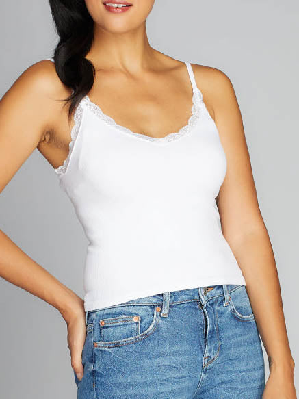 Bamboo Lace Trim Tank by C'est Moi