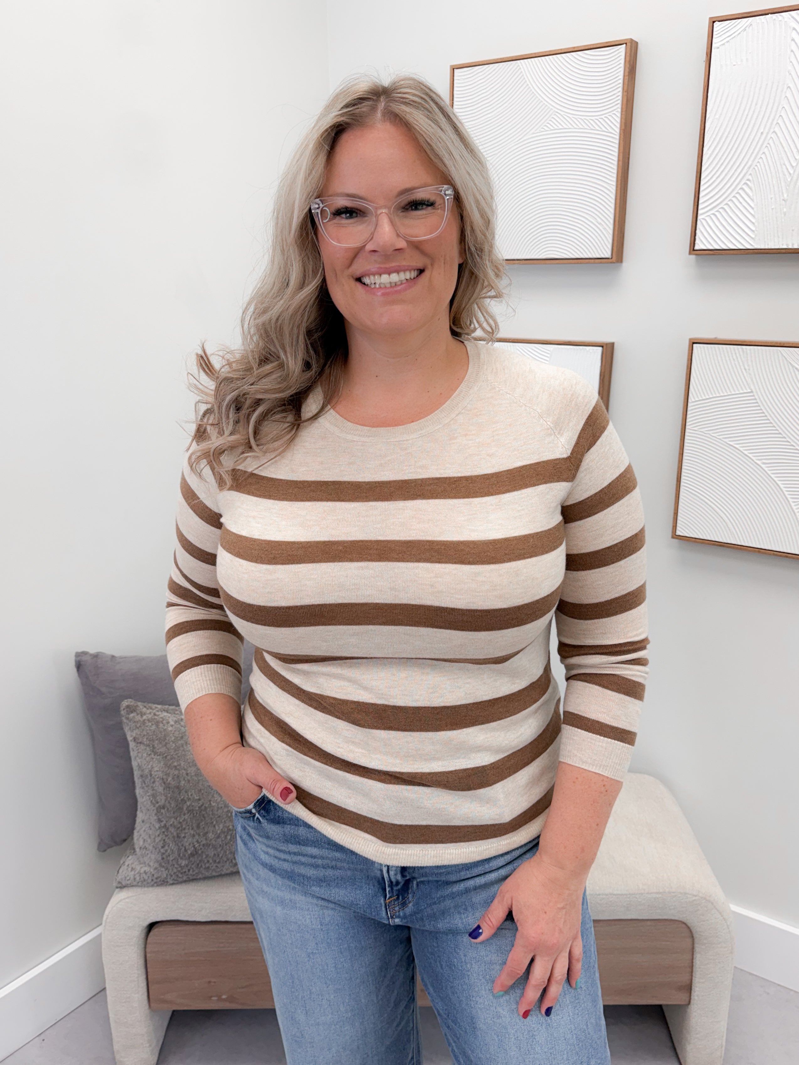 Jasper Sweater in Striped Mocha