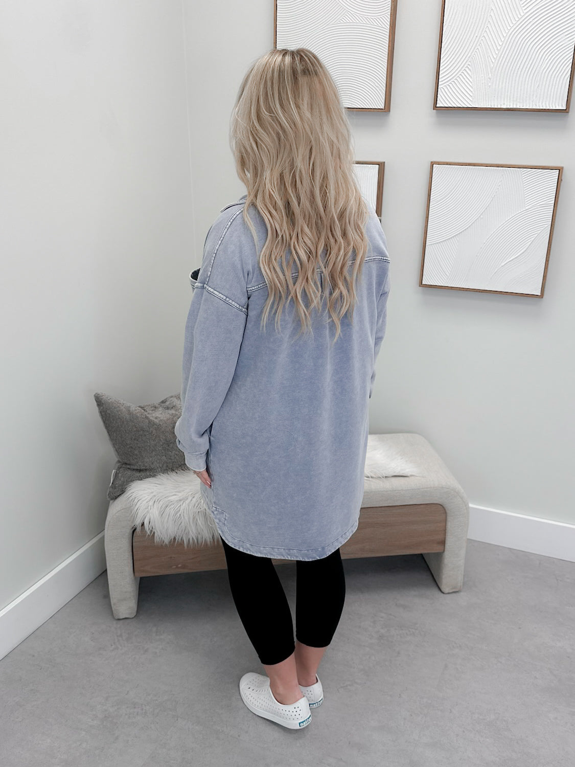 Char Soft Denim Long Jacket in Light Wash