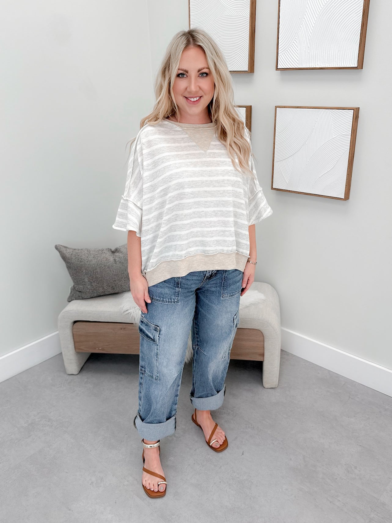 Clover Grey Striped Tee