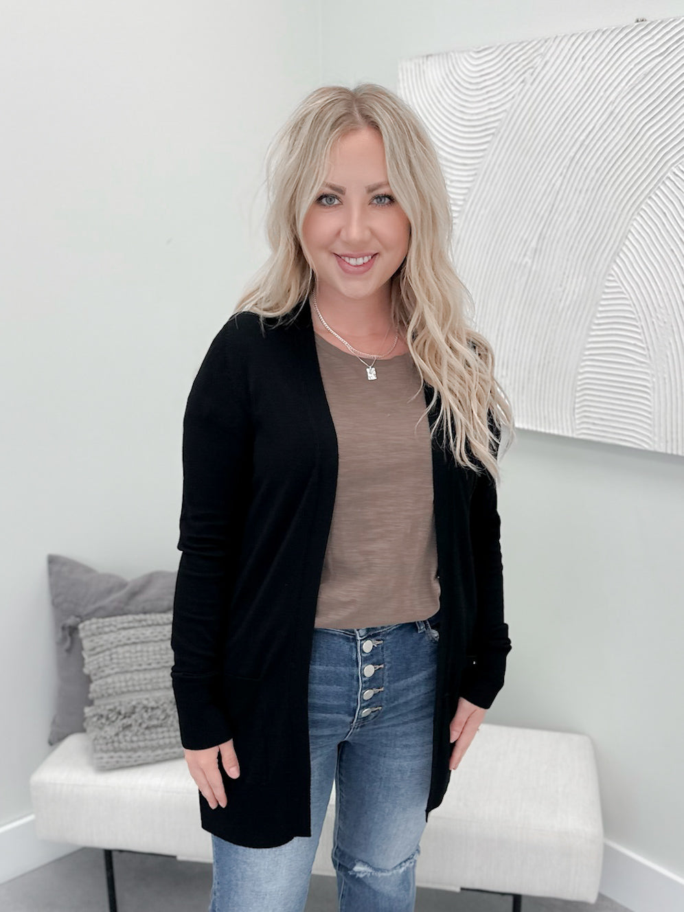Basic Lightweight Cardigan in Black