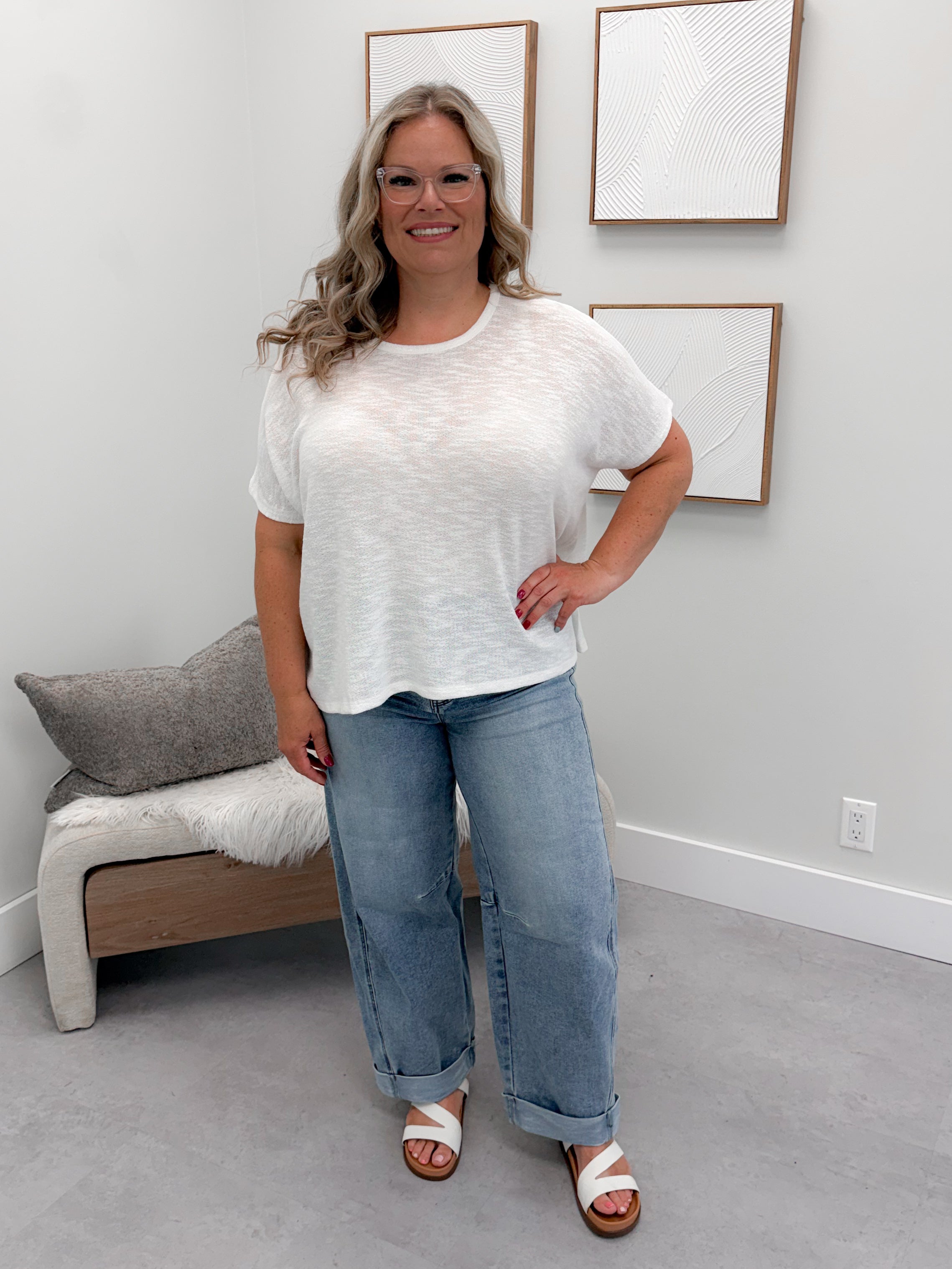 Summer Knit Tee in Cloud