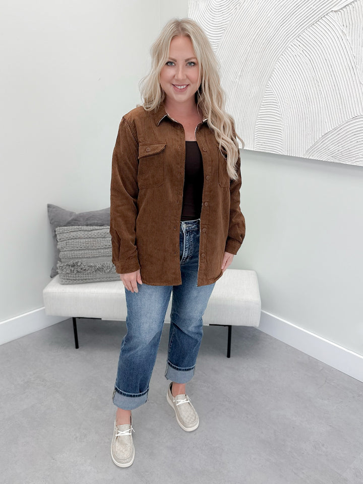 Flipside Shacket in Brown ( Reversible )