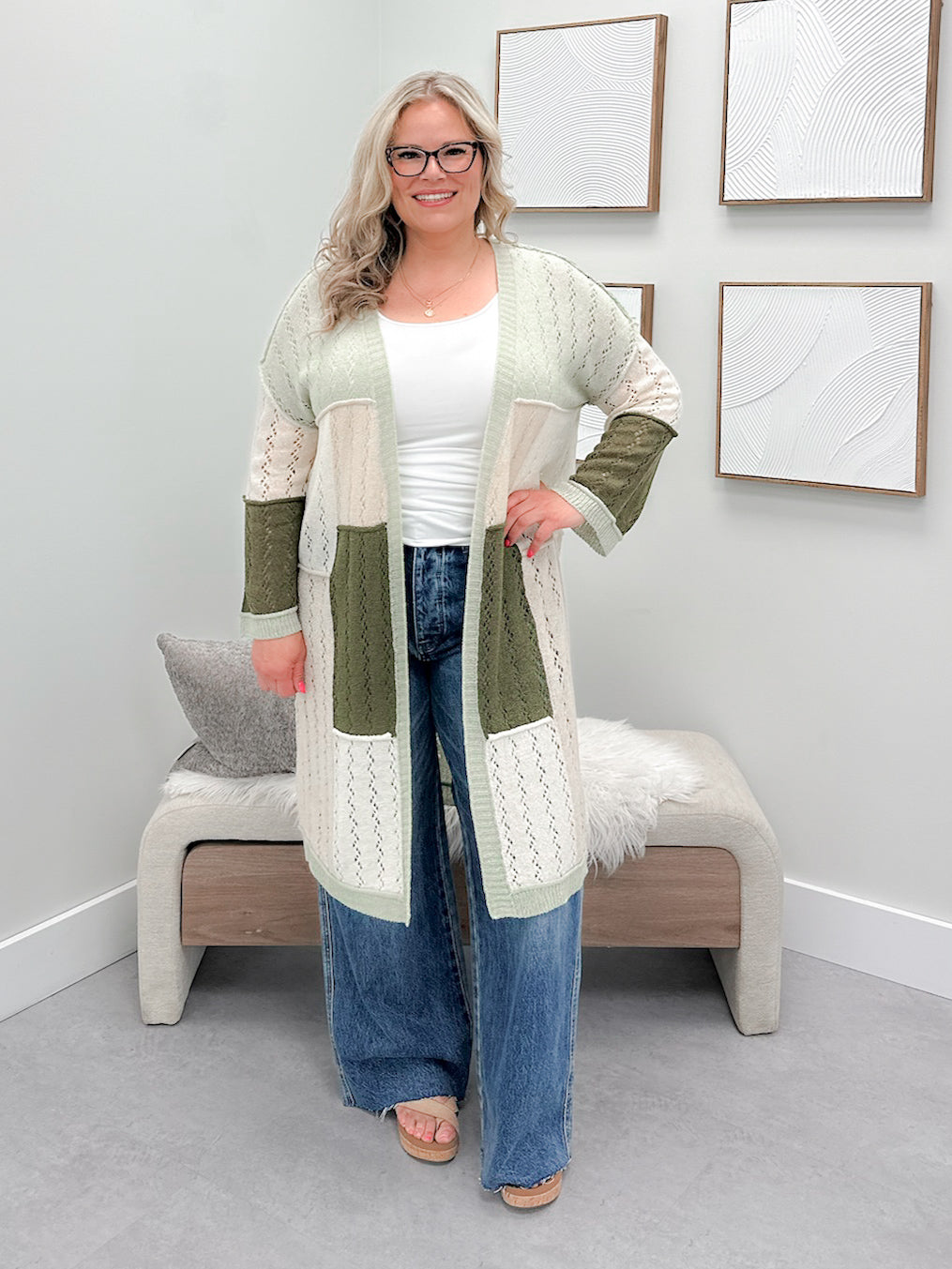 Colette Cardigan in Olive Patch