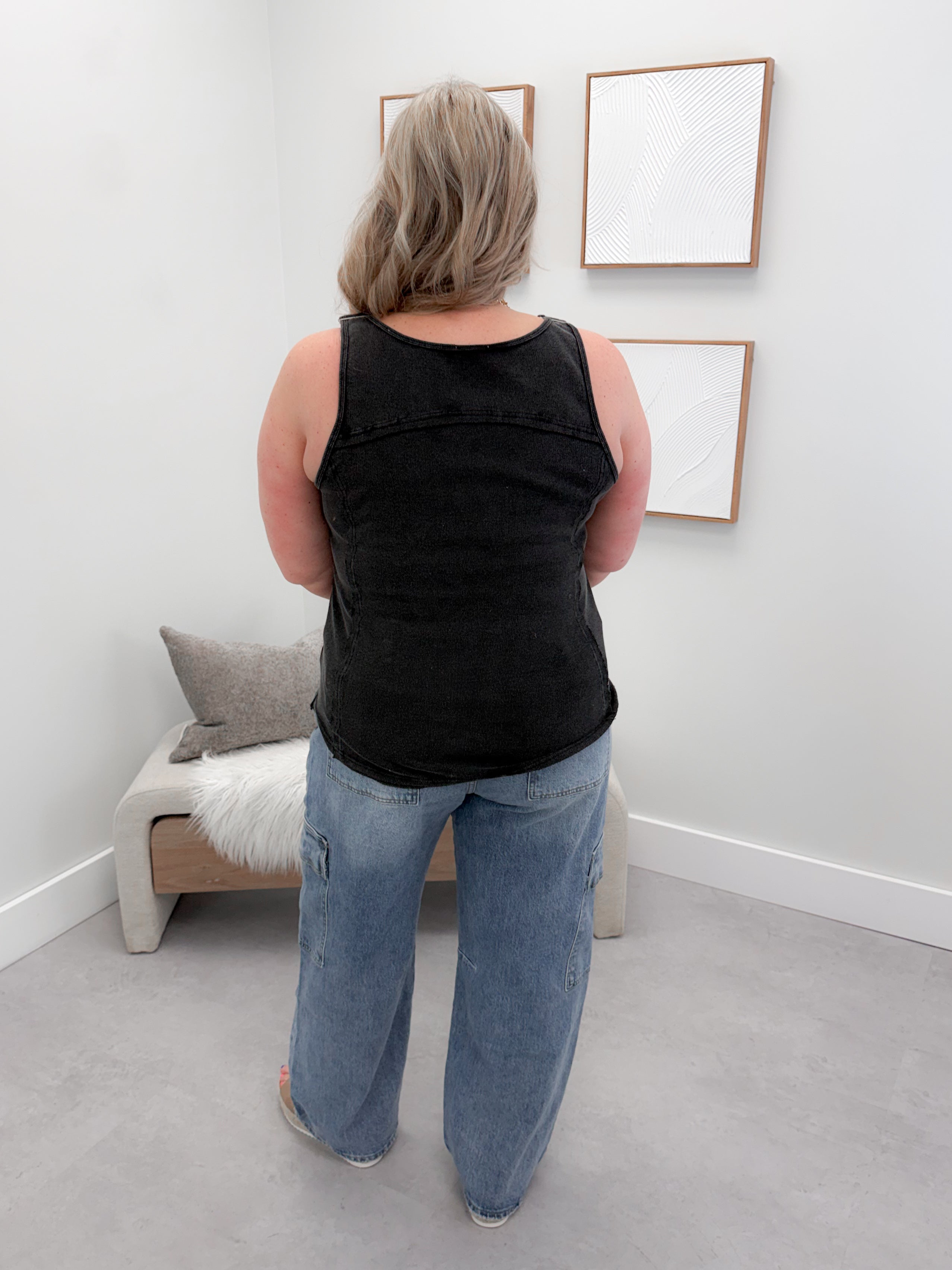 Bronwyn Buckle Tank in Acid Black