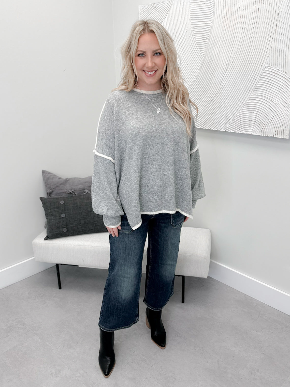 Nina Sweater in Heather Grey