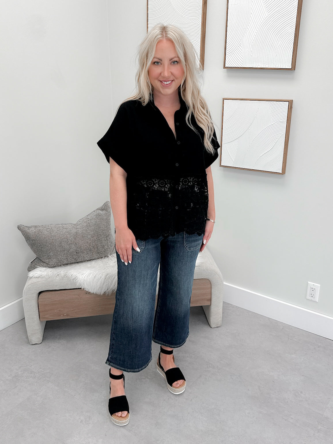 Liora Button Up Top in Black