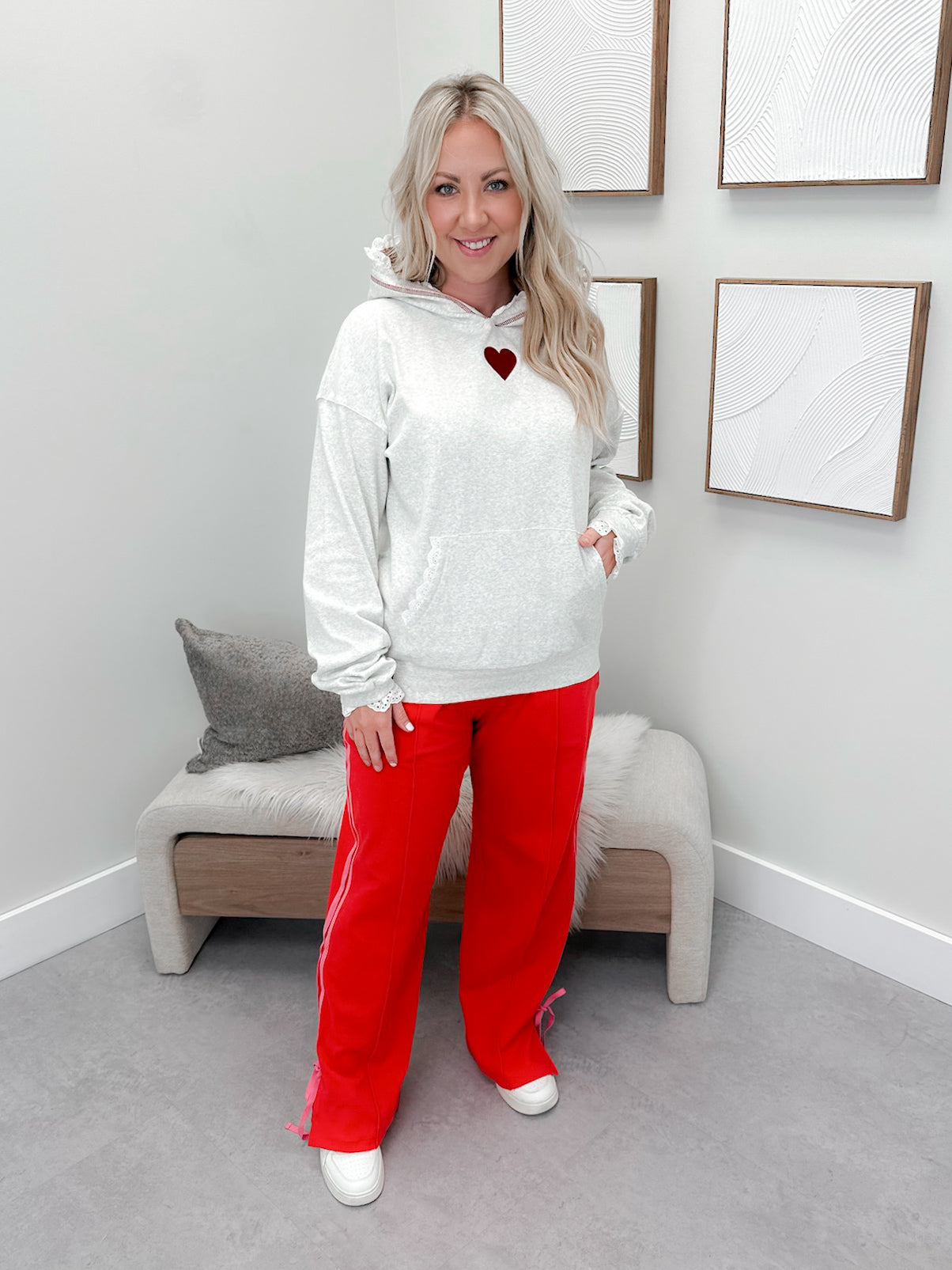 University Hoodie in Full Heart by Ampersand Avenue