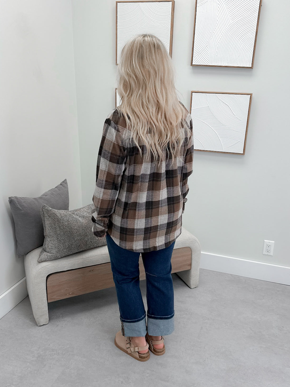 Briar Shacket in Brown Plaid