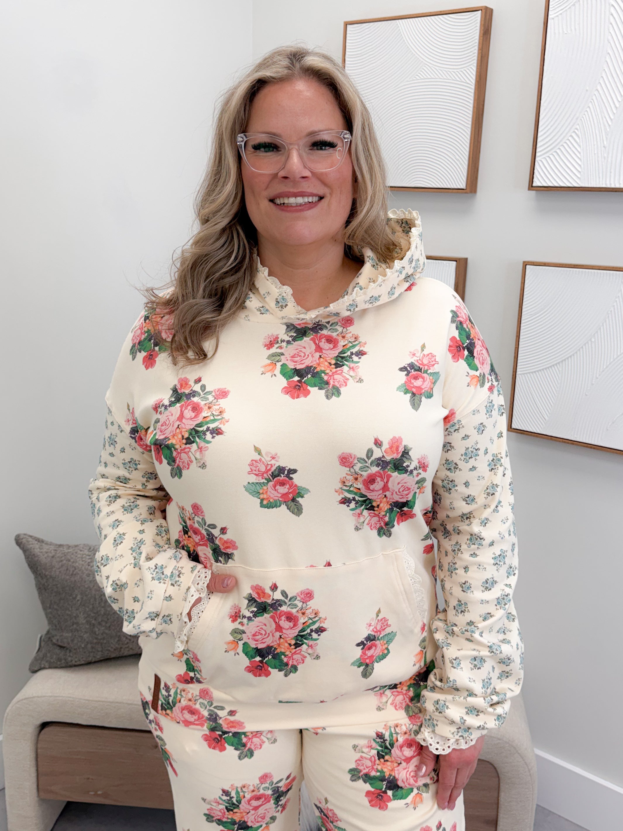 University Hoodie in Golden Hour Garden by Ampersand Avenue