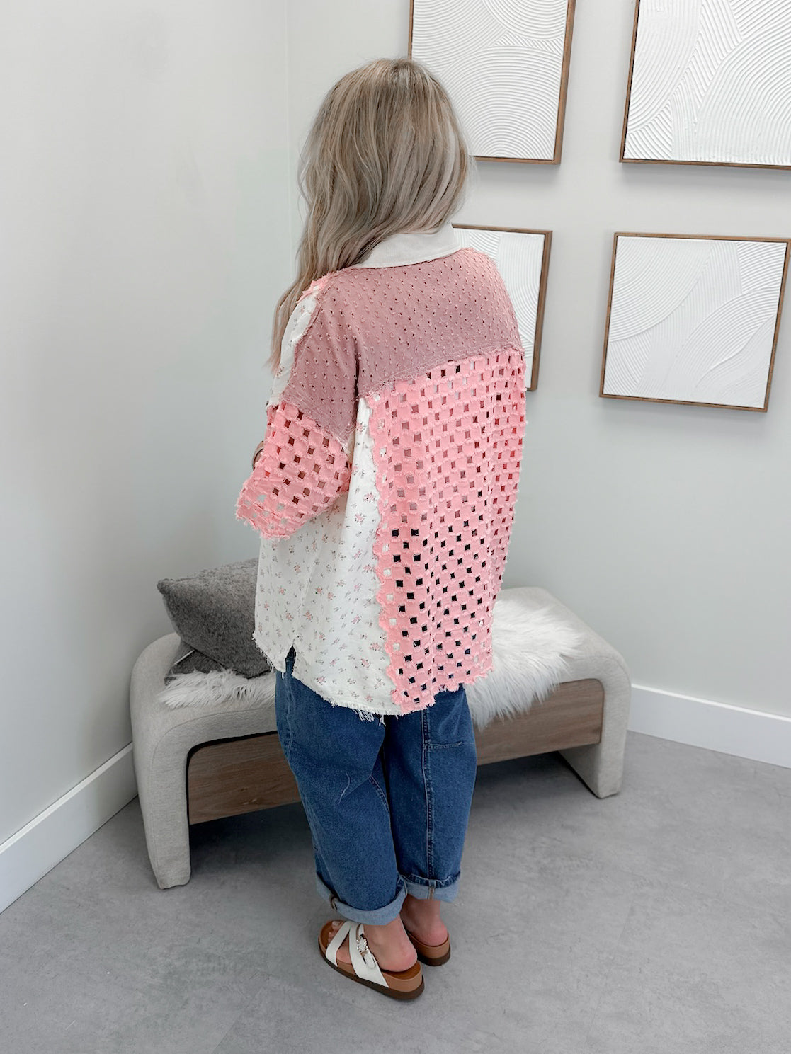 Marjorie Button Up Top in Pink