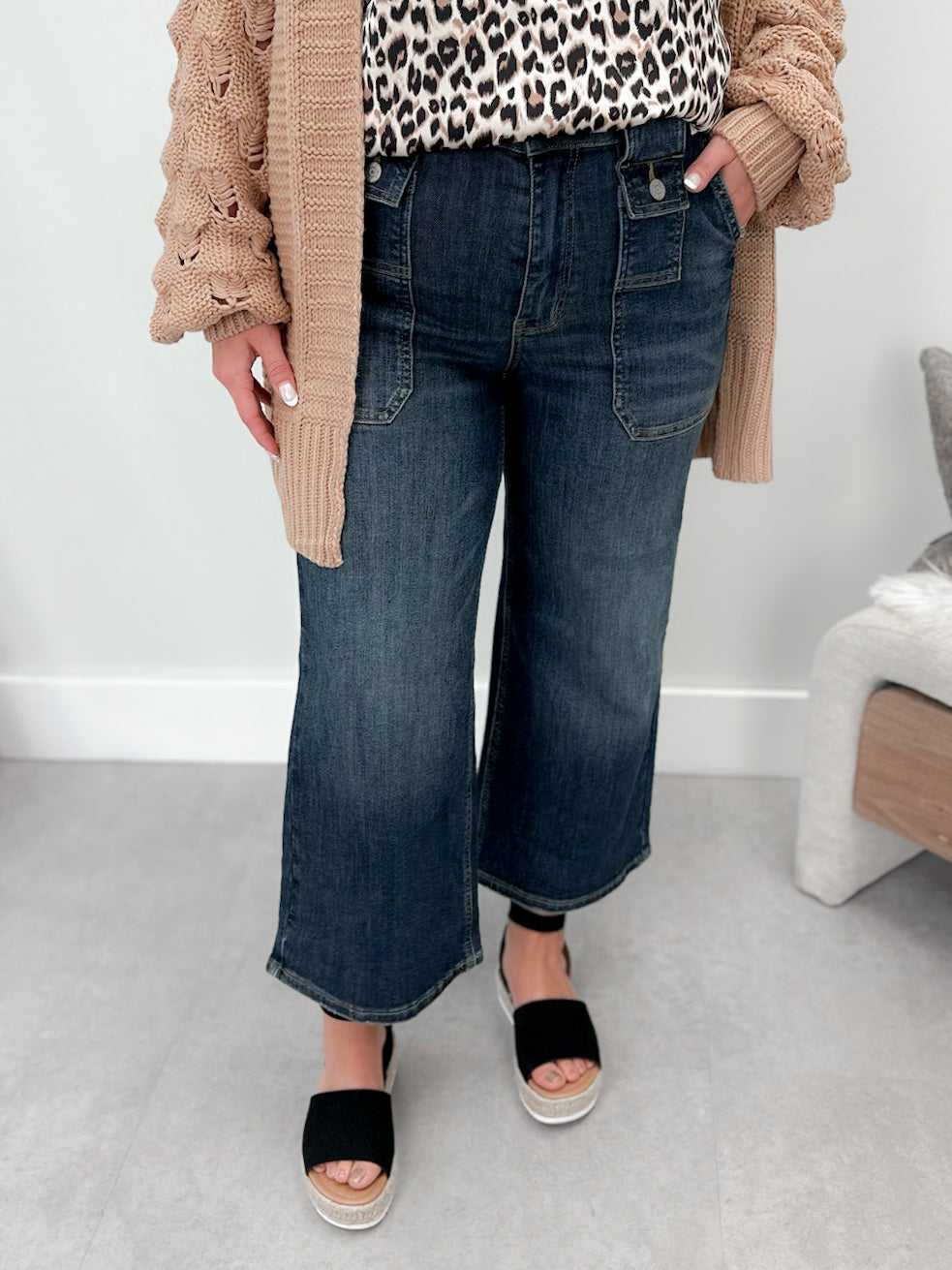 Journey Wide Leg Crop Utility Jeans by Judy Blue