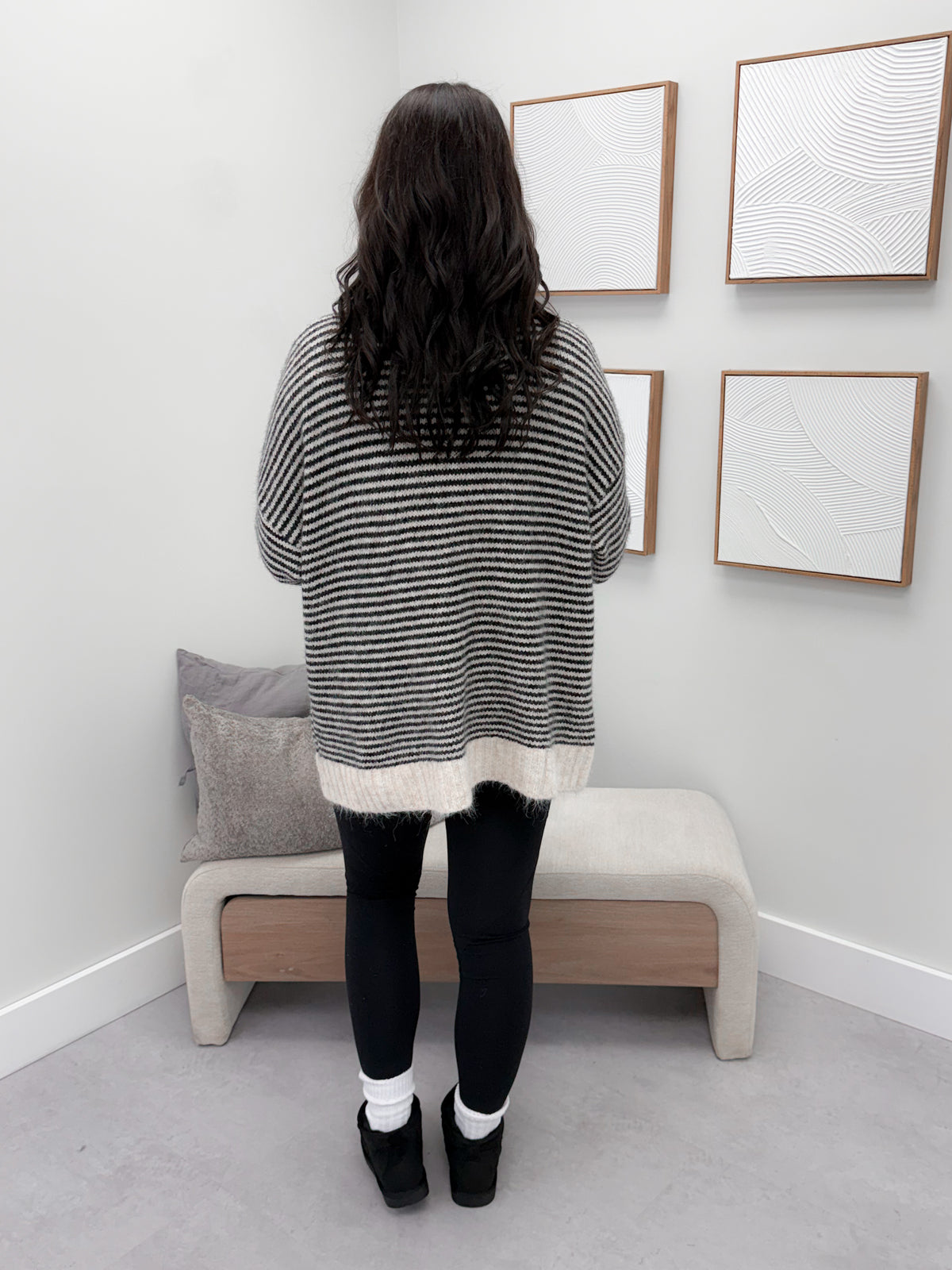 Dixen Cardigan in Black Stripe