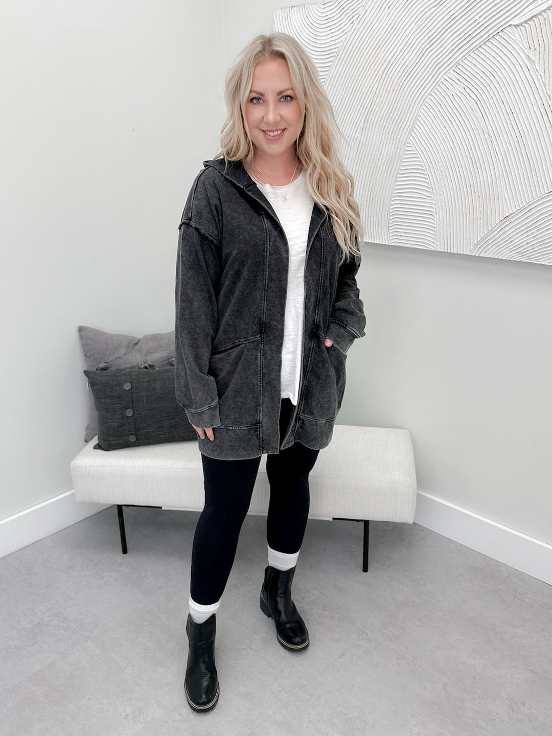 Faye Cardigan in Acid Black