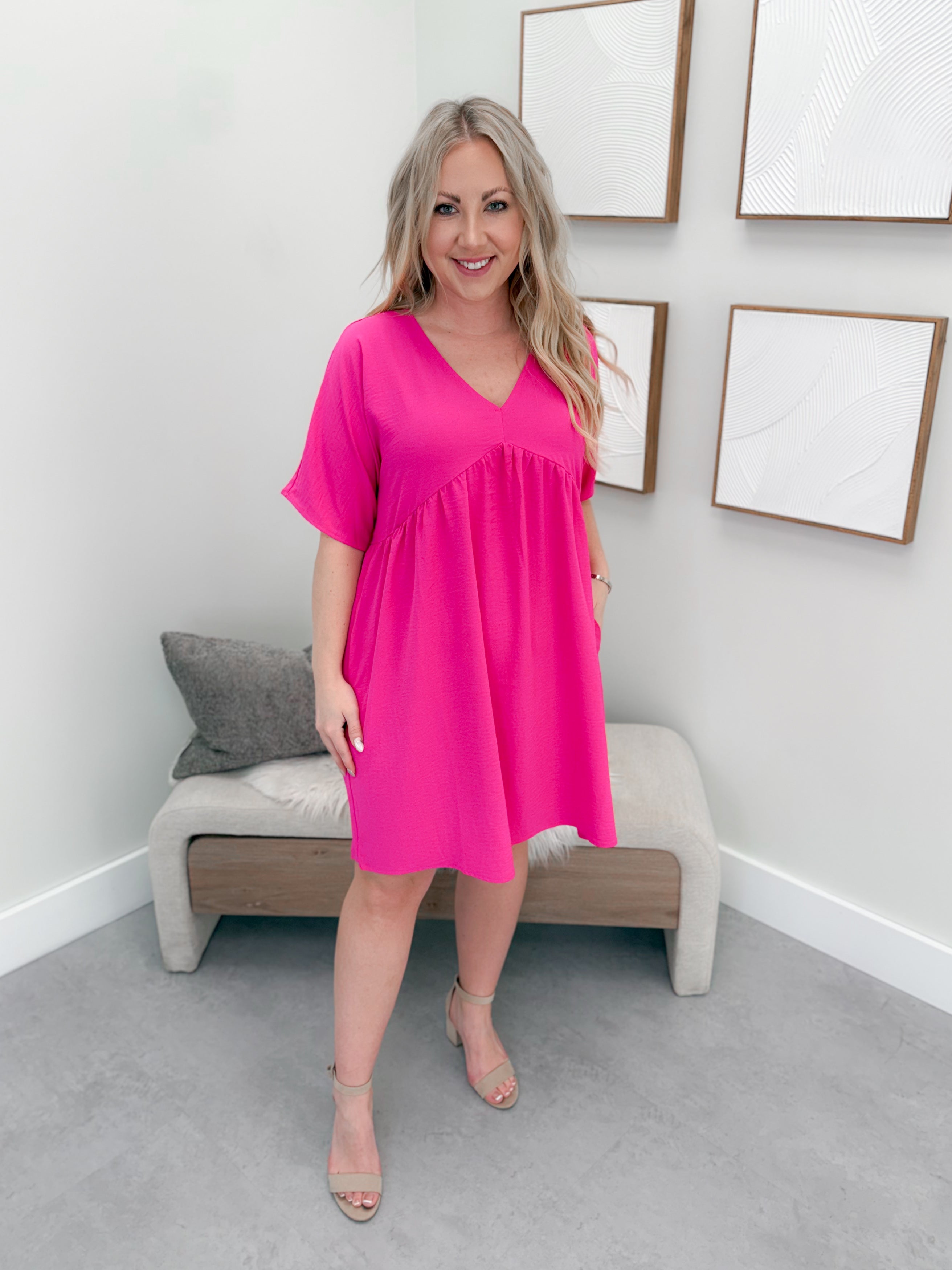 Saanvi Dress in Hot Pink