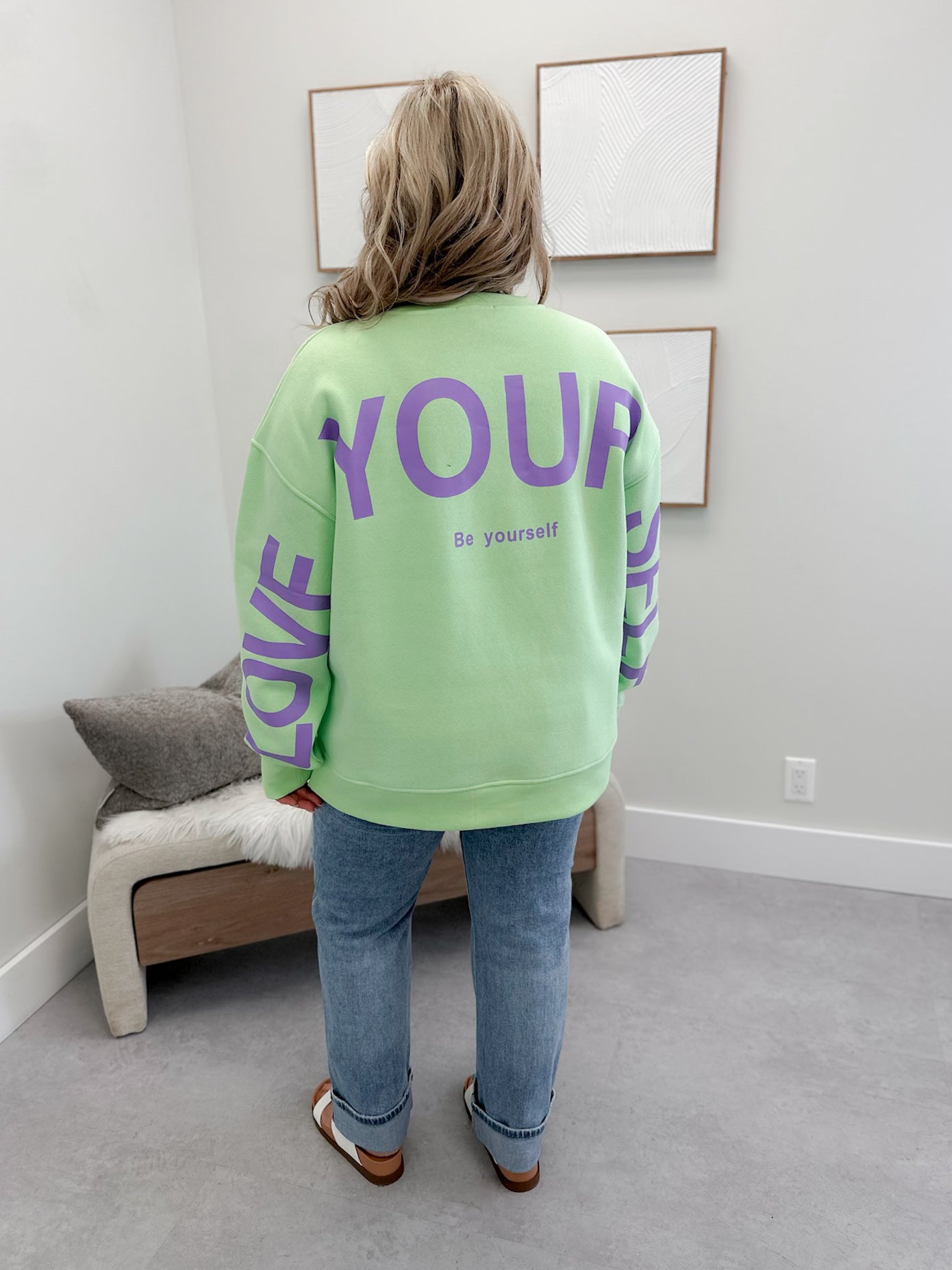 Love Yourself Pullover in Mint
