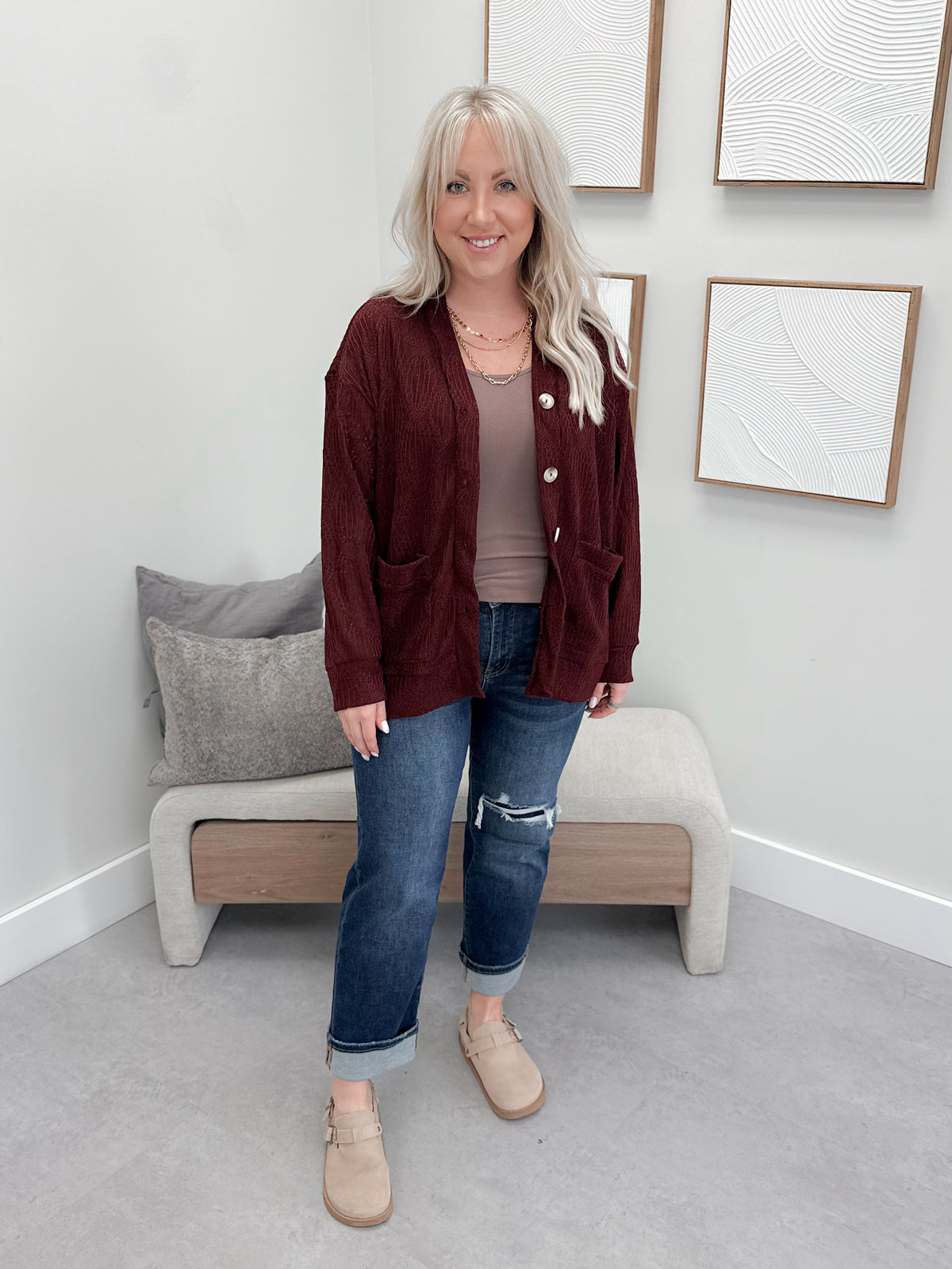 Quinn Cardigan in WIne