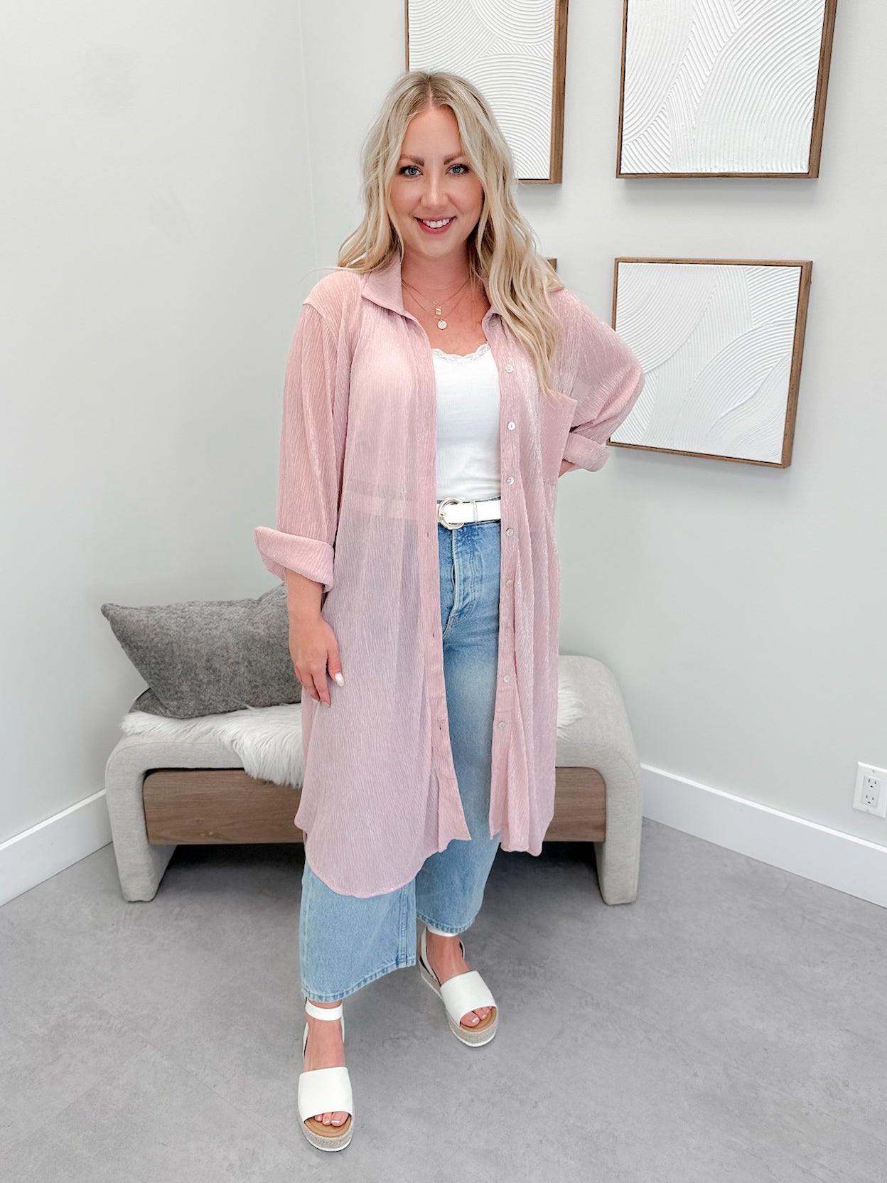 Zada Sheer Cardigan in Rose