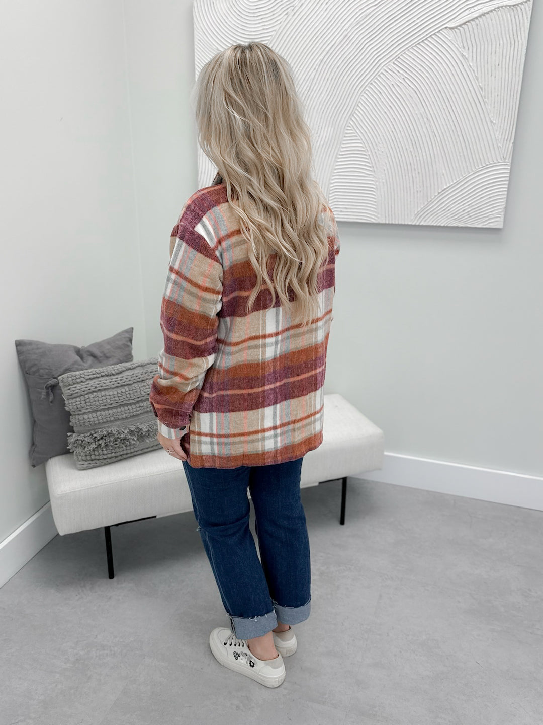 Lenox Shacket in Sunset Plaid