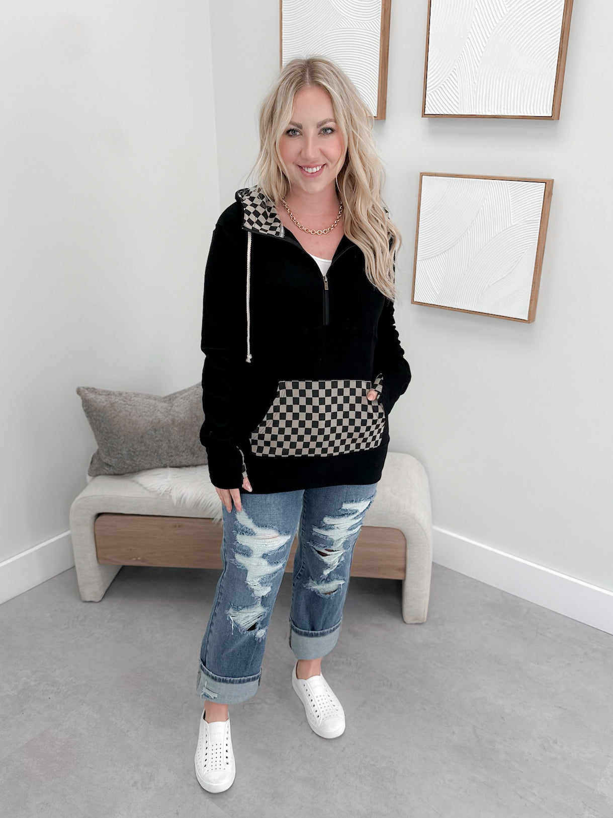 Half Zip Sweatshirt in New Horizons by Ampersand Avenue