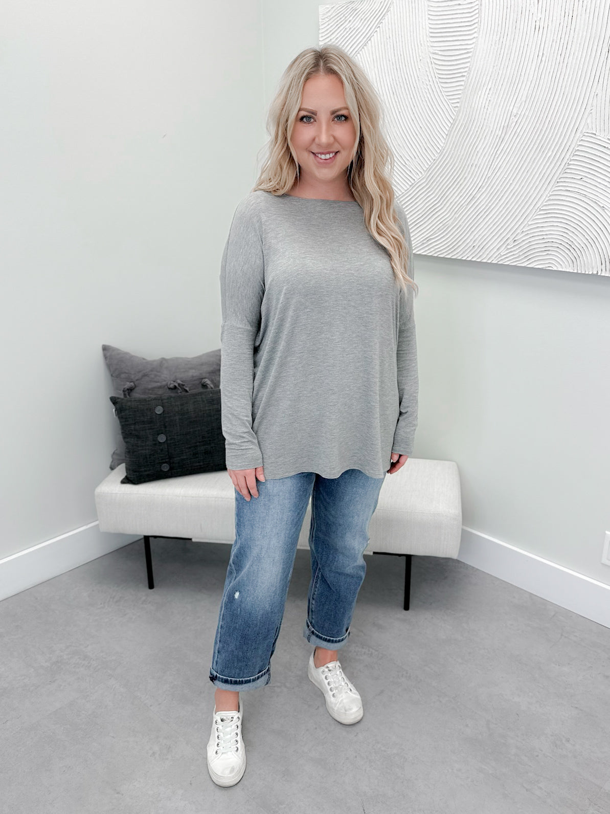 Shania Long Sleeve in Heather Grey