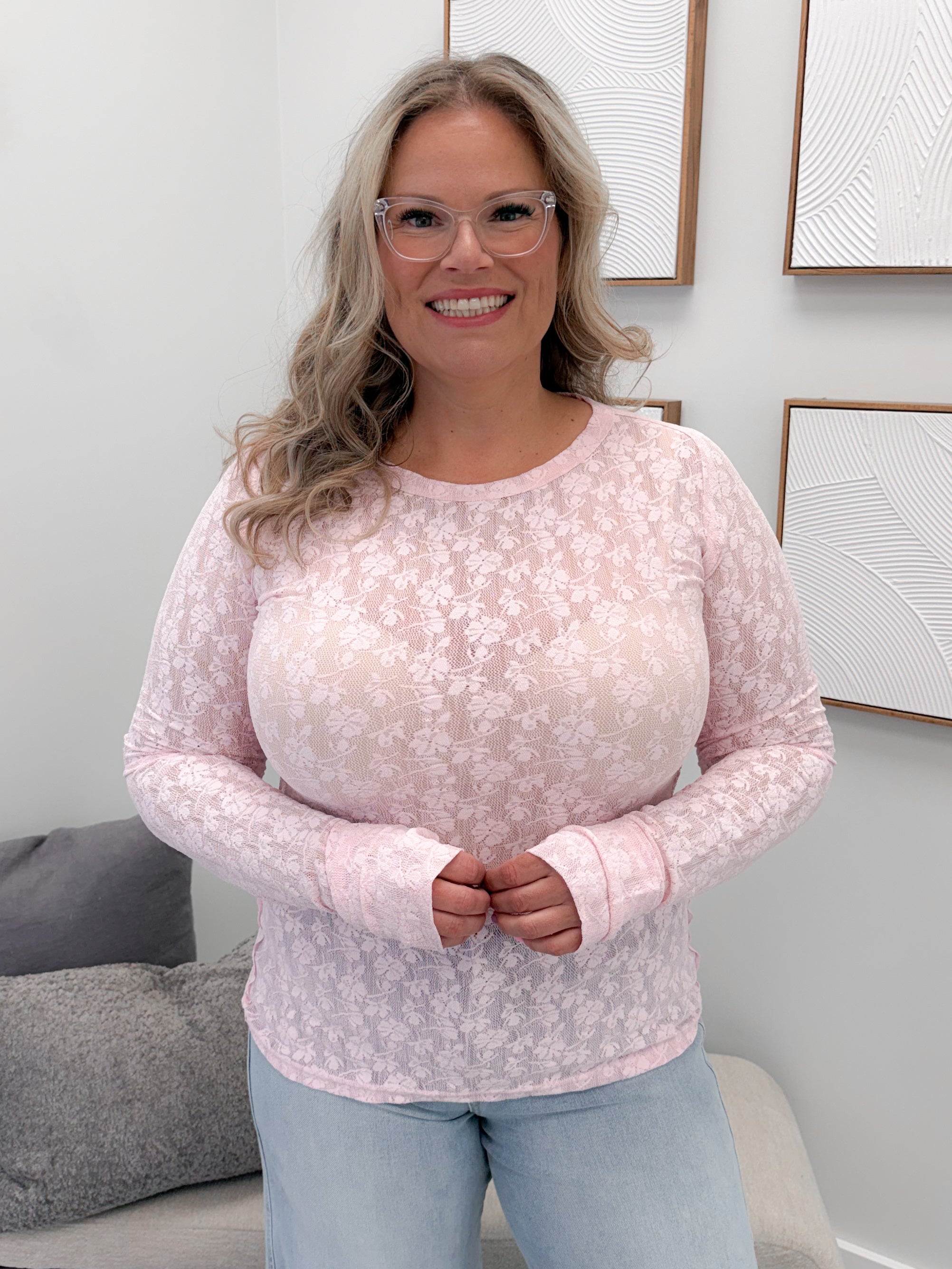 Hattie Lace Long Sleeve in Rose by Ampersand Avenue