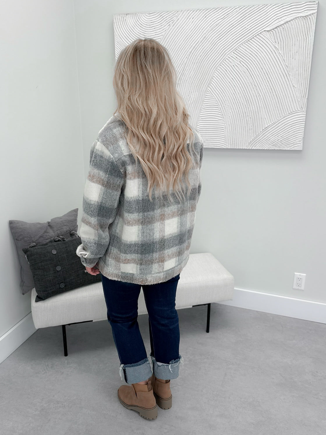 Flannery Jacket in Grey Plaid