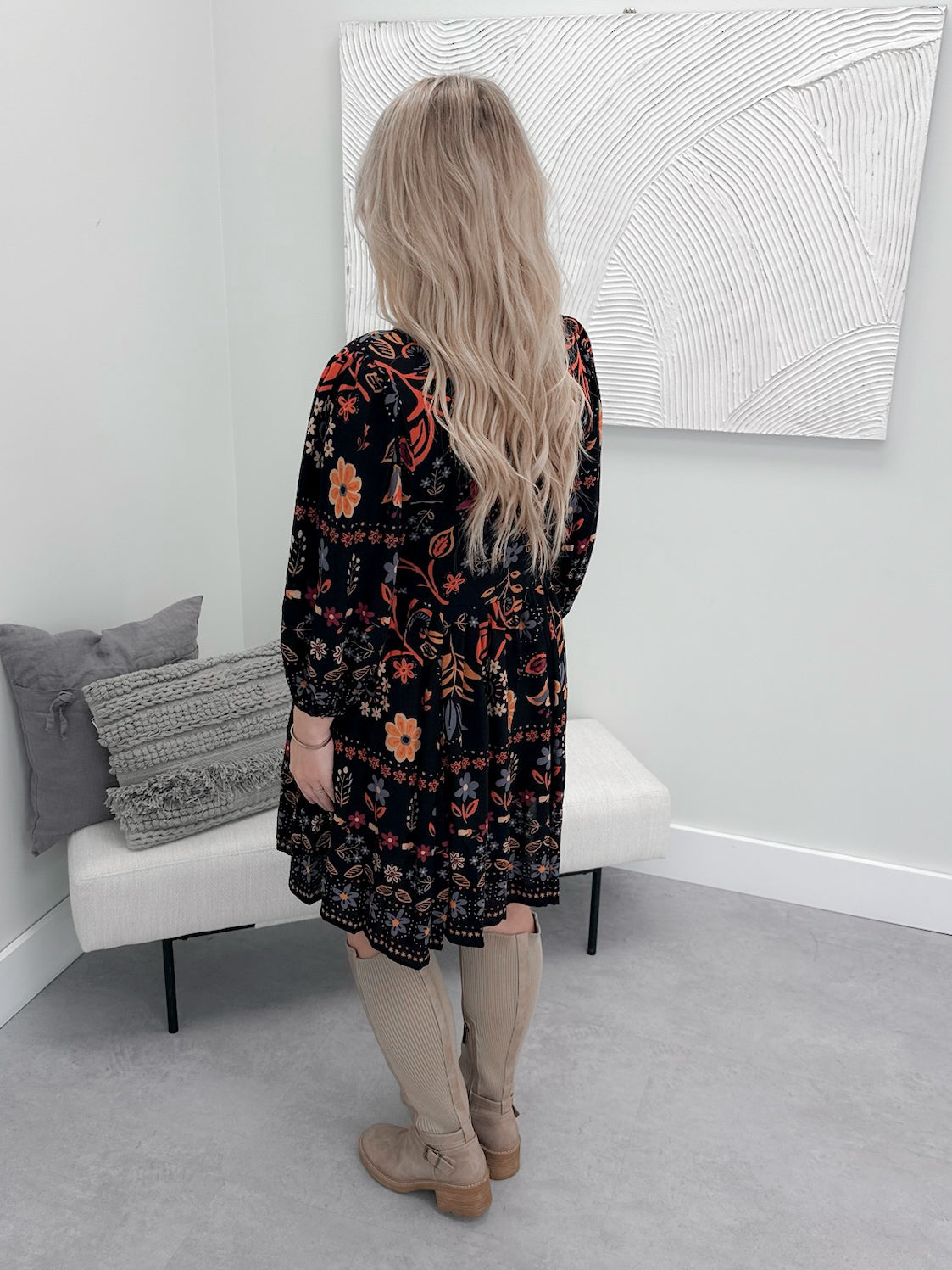 Camri Floral Dress in Black