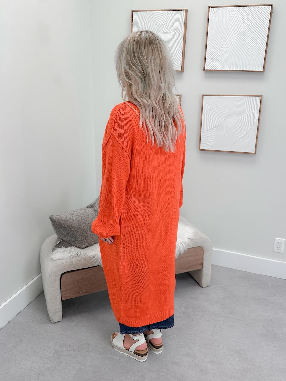 Brielle Long Cardigan in Orange