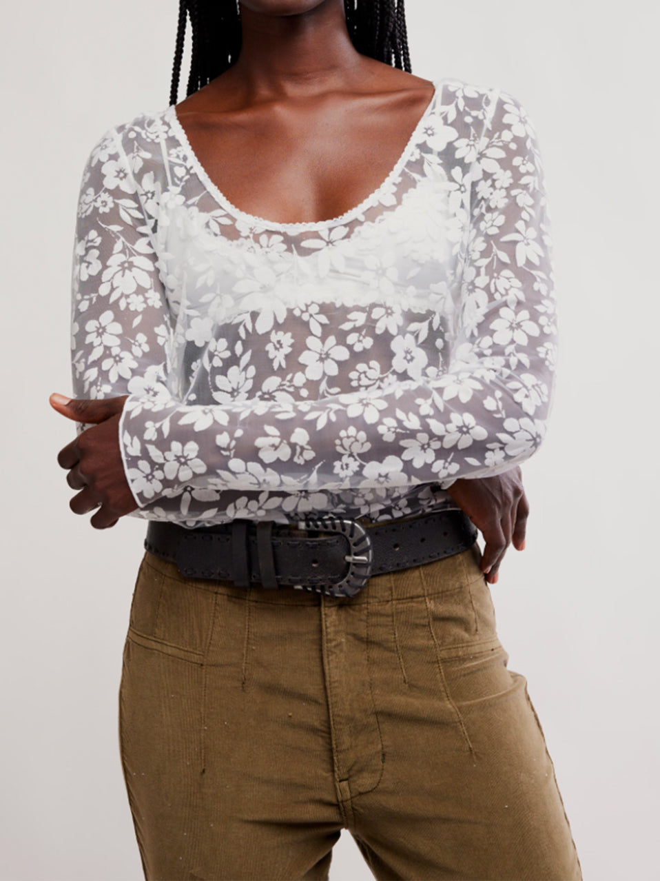 Early Sunsets Layering Top in Ivory by Free People