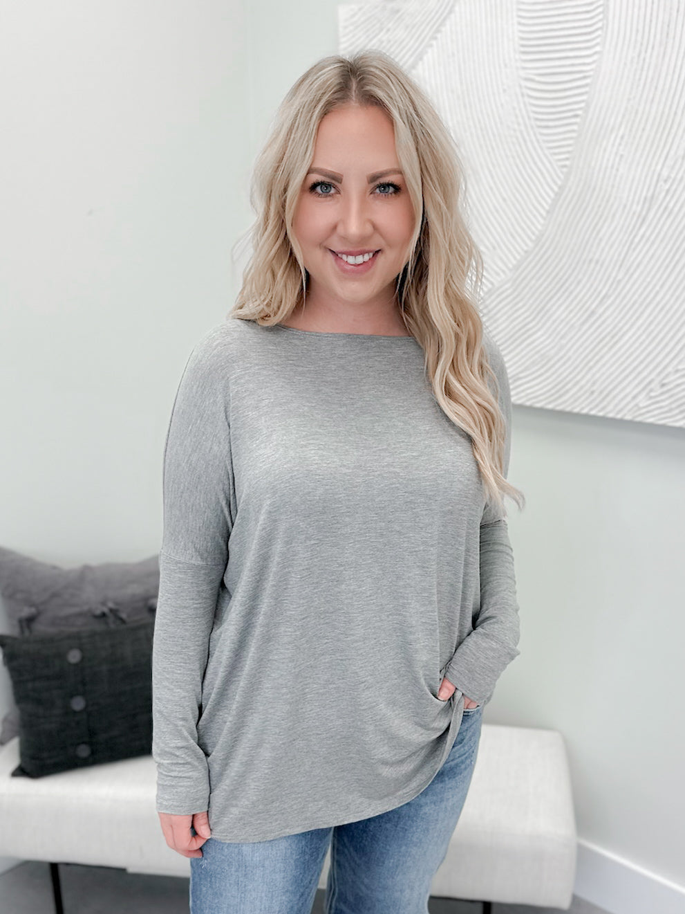 Shania Long Sleeve in Heather Grey